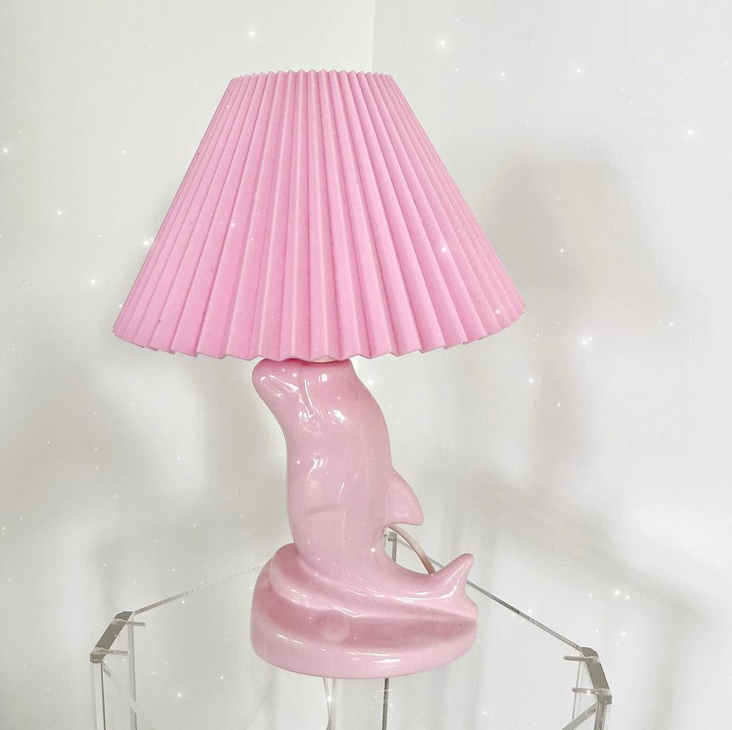 Pied de lampe dauphin rose pastel - Club Barbara