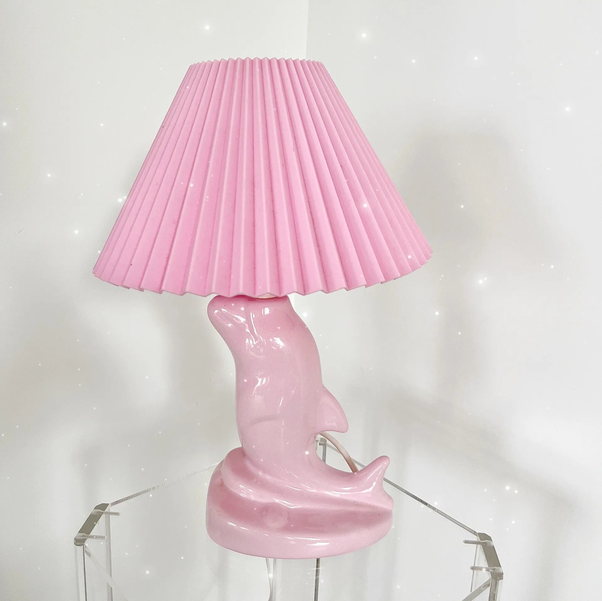 Pied de lampe dauphin rose pastel - Club Barbara