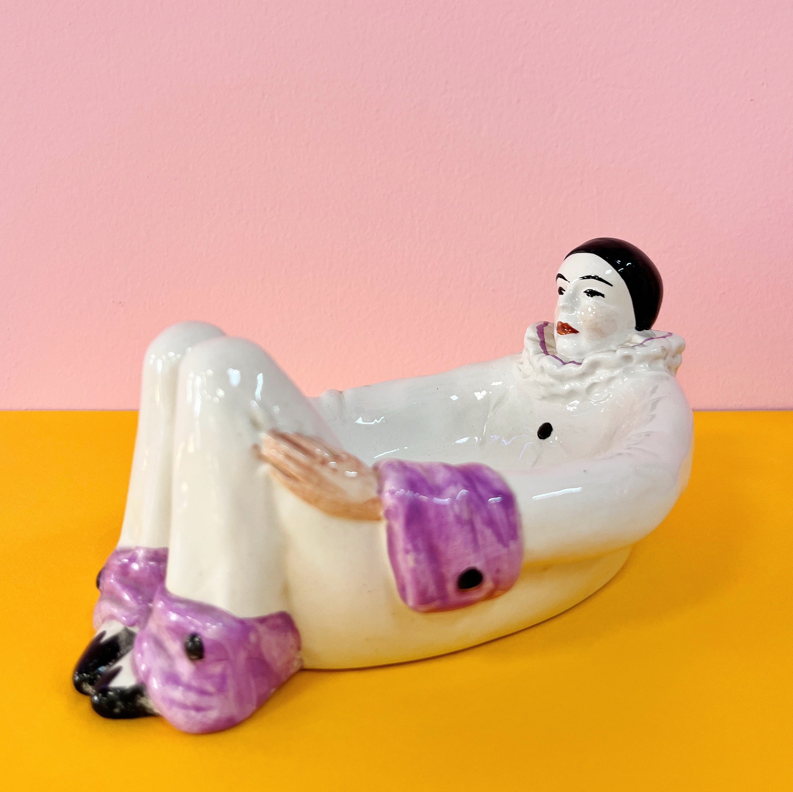 Coupelle pierrot céramique vintage, signée Italy, années 80