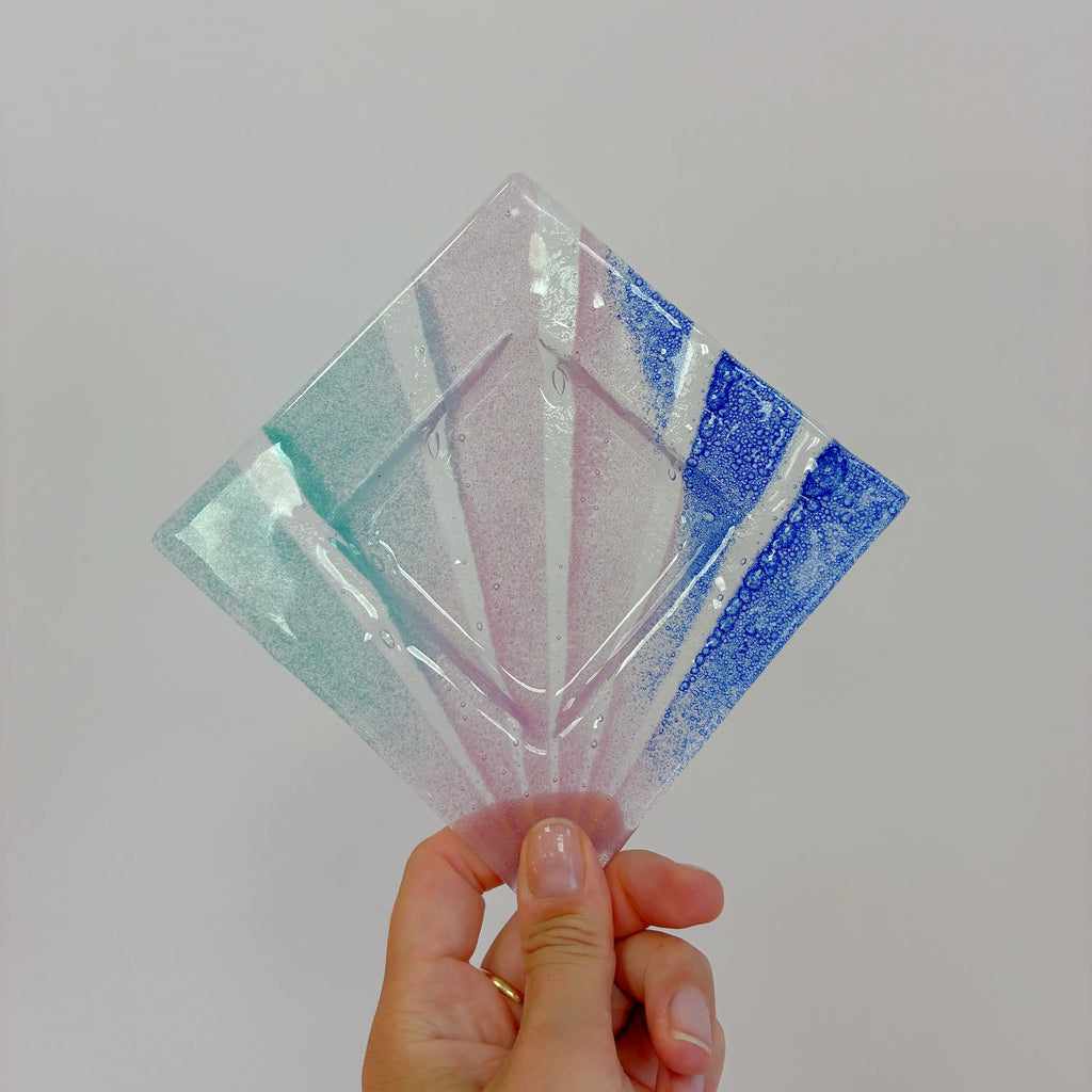 Vide-poche cendrier vintage en verre de Murano, dégradé pastel, années 70