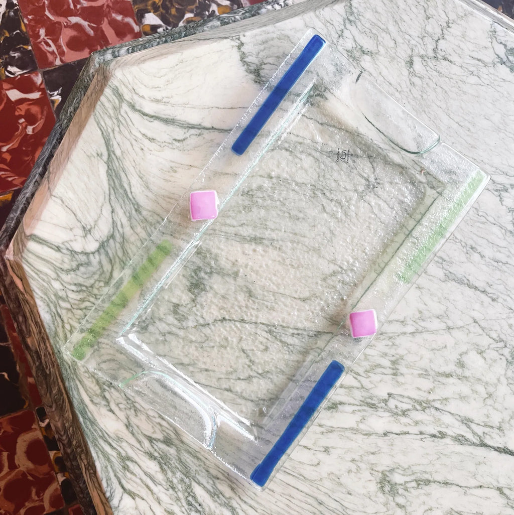 Plateau vintage italien en verre de Murano par Albatros, années 70 - Club Barbara