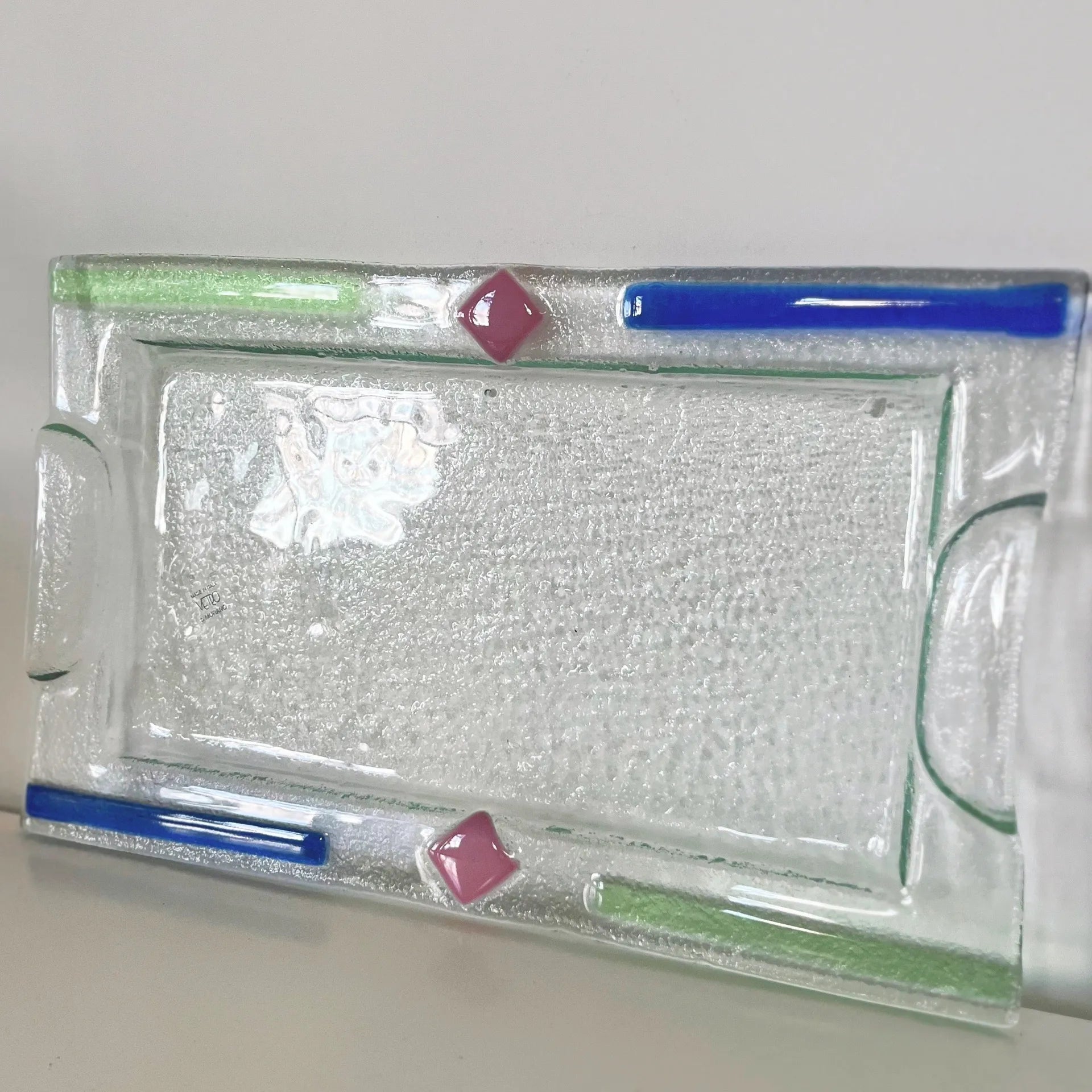 Plateau vintage italien en verre de Murano par Albatros, années 70 - Club Barbara