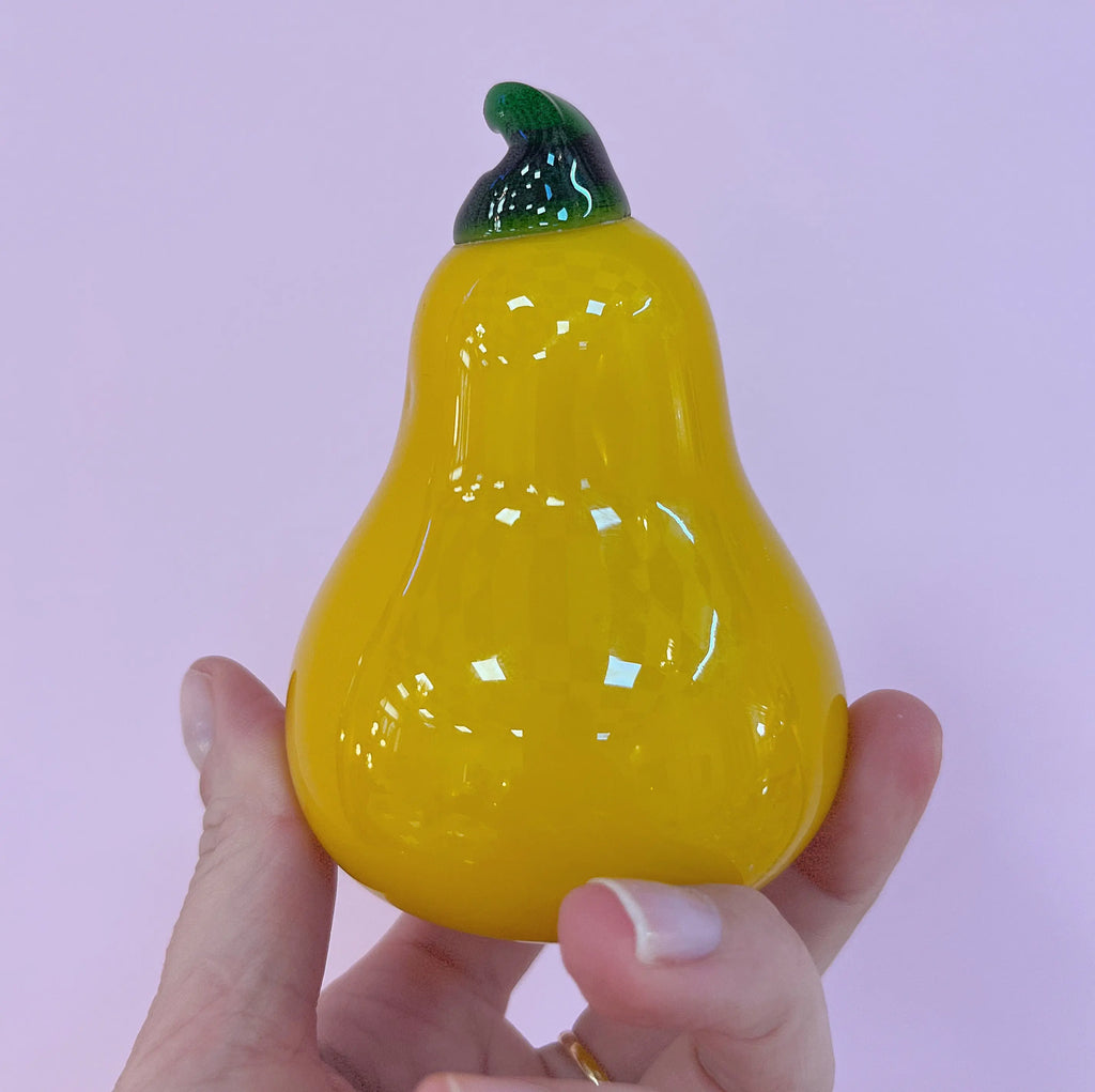Poire décorative jaune en verre soufflé vintage, Club Barbara

