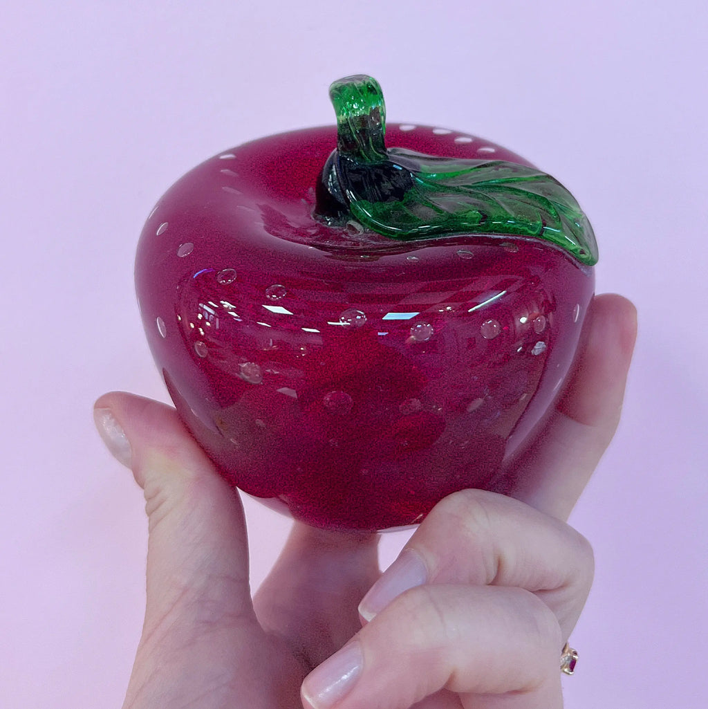 Pomme décorative rouge en verre soufflé vintage, Club Barbara
