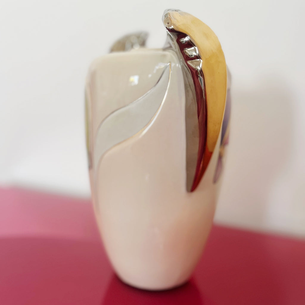 Vase en porcelaine Galos, pastel & chrome, Espagne, années 80