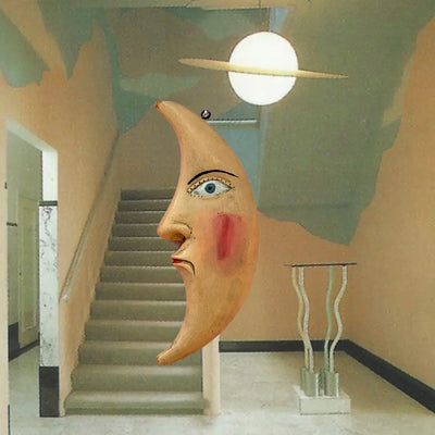 Sculpture murale lune, visage sculpté Moon Man, Folk Art vintage, années 80