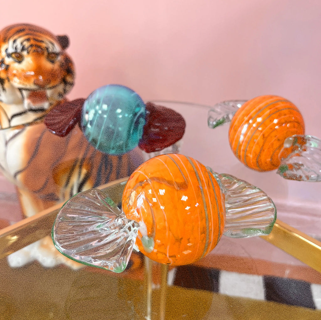 Sculpture décorative vintage en forme de bonbon en verre, Club Barbara
