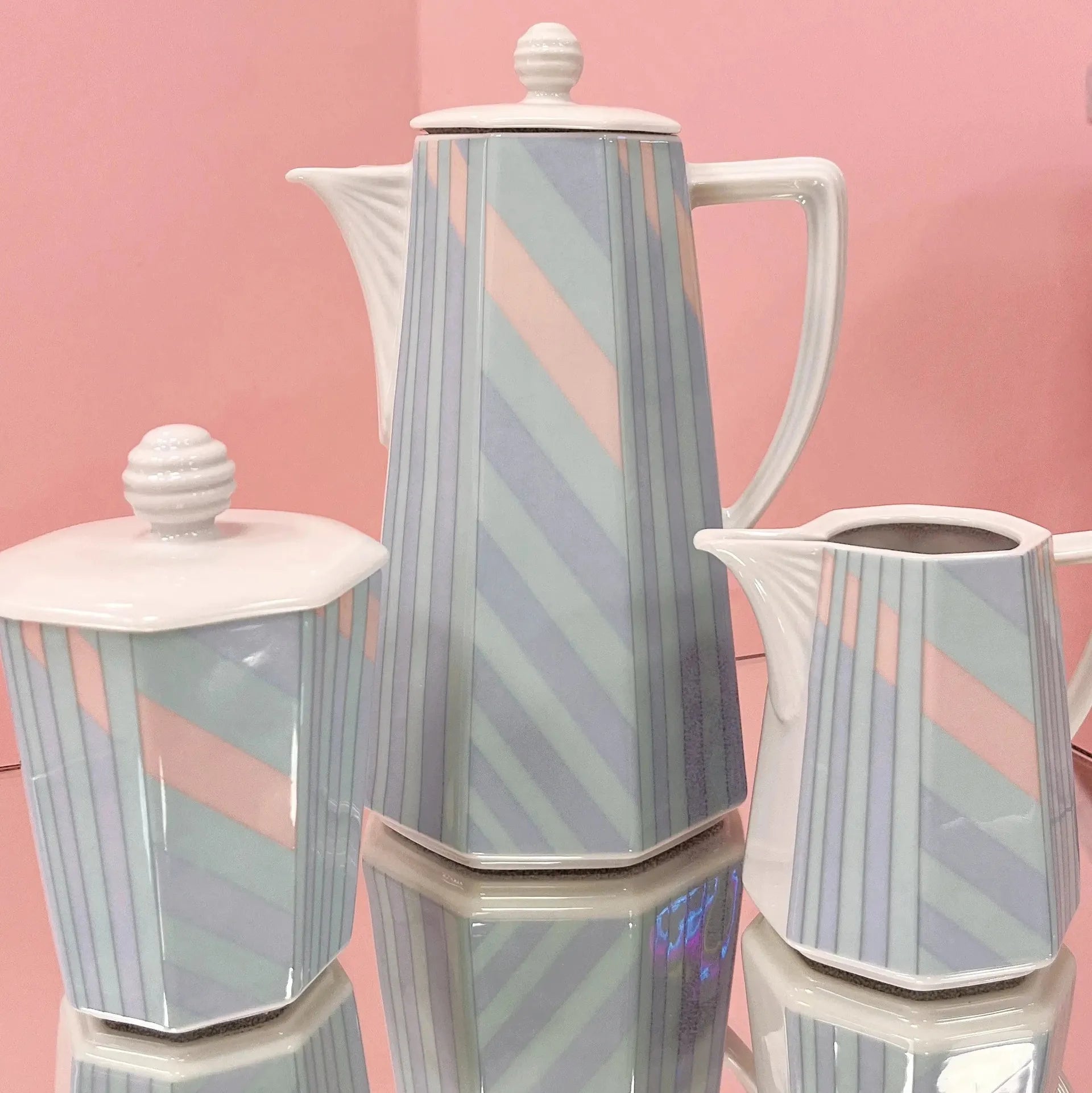 Service à café pastel en porcelaine allemande, années 80. - Club Barbara
