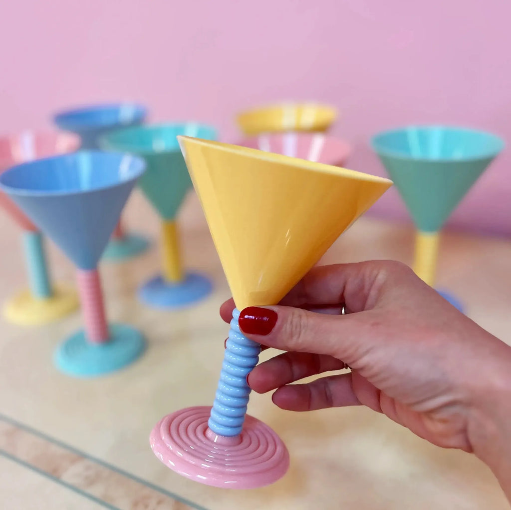 Service de 8 coupes à glace pastel tricolore, Memphis Design - Club Barbara