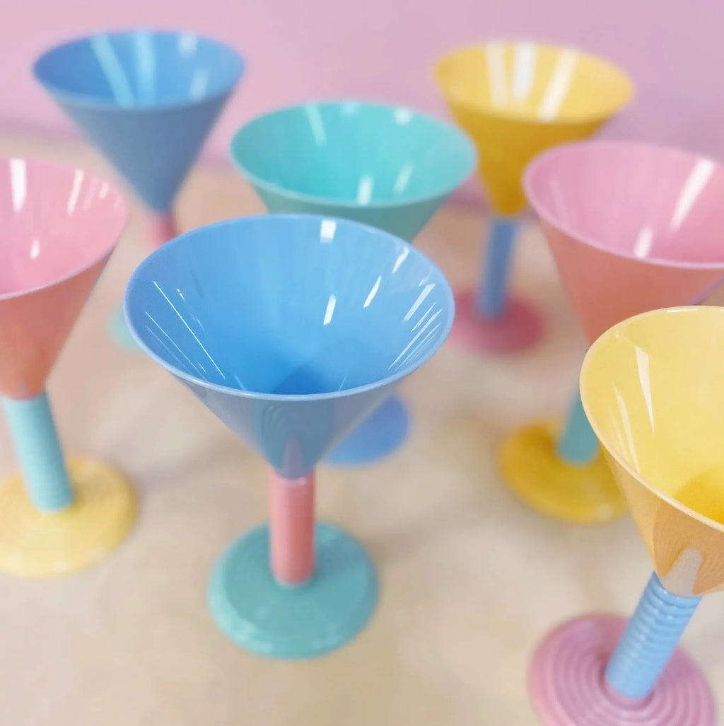 Service de 8 coupes à glace pastel tricolore, Memphis Design - Club Barbara