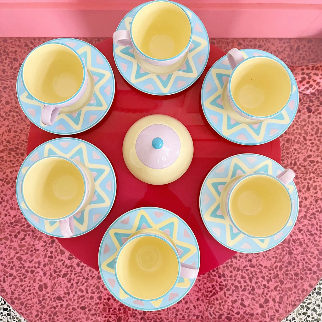 Service de tasses collection "Arizona", maison Pagnossin made in Italy, années 80 - Club Barbara