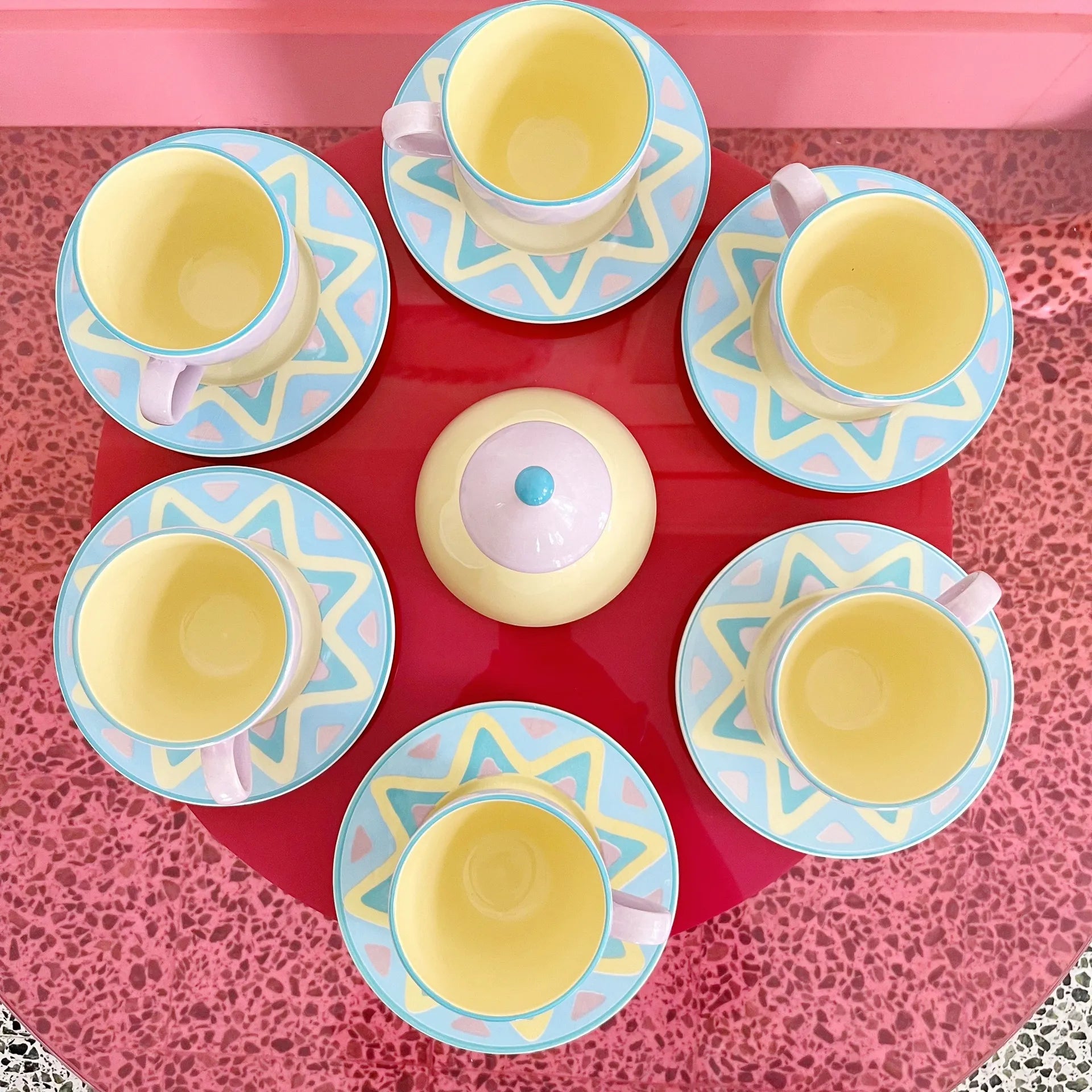 Service de tasses collection "Arizona", maison Pagnossin made in Italy, années 80 - Club Barbara
