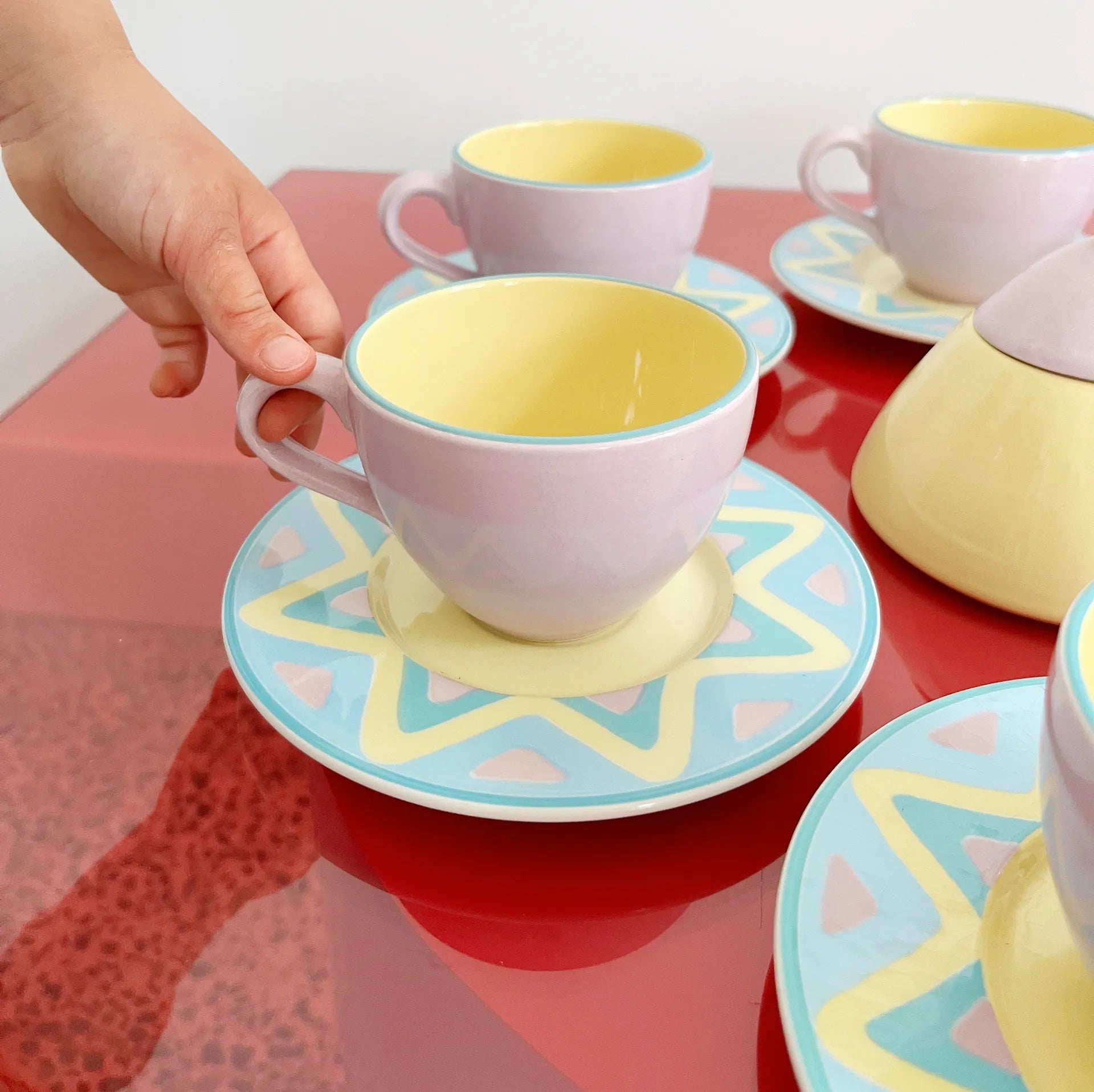 Service de tasses collection "Arizona", maison Pagnossin made in Italy, années 80 - Club Barbara