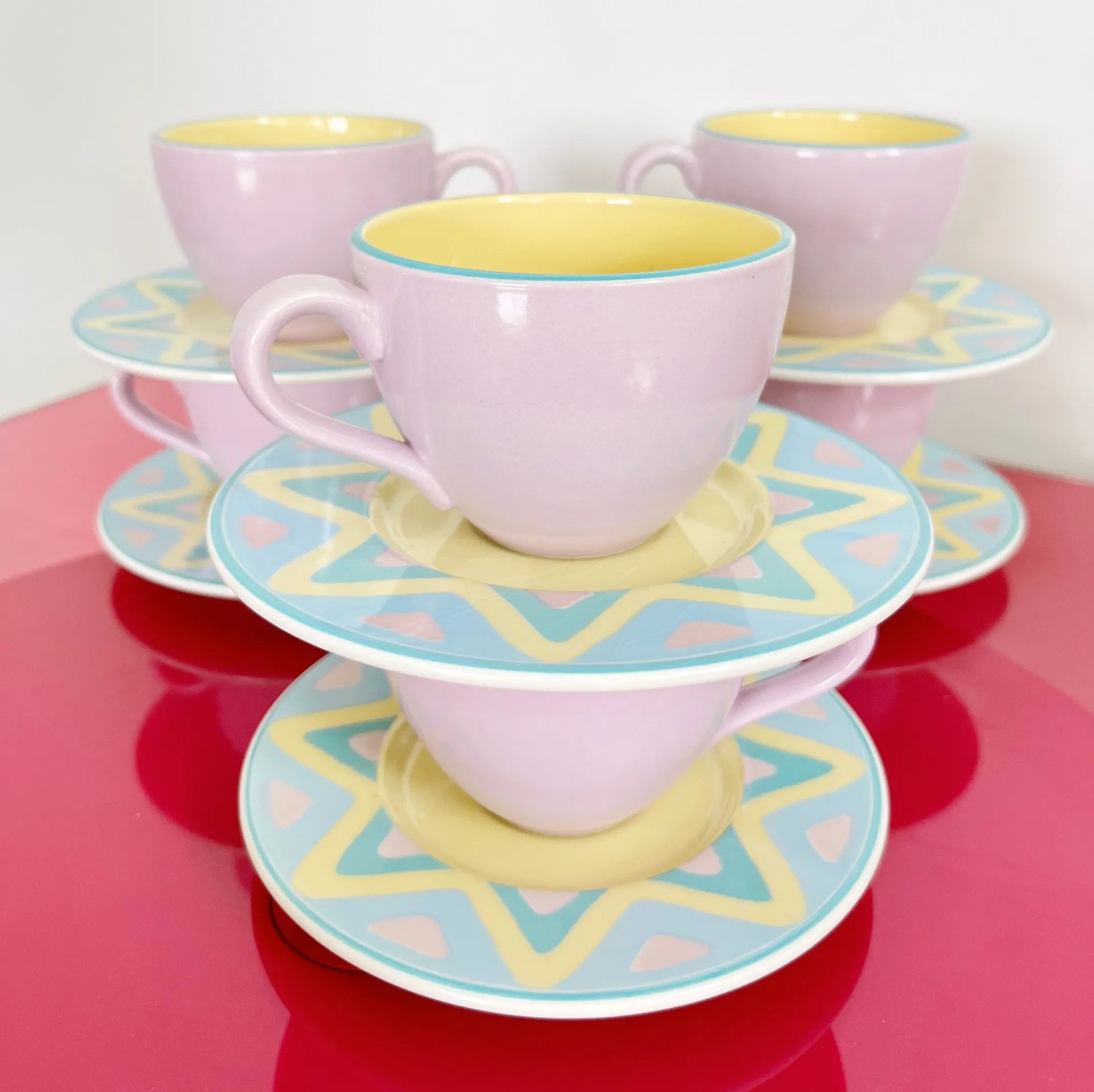 Service de tasses collection "Arizona", maison Pagnossin made in Italy, années 80 - Club Barbara