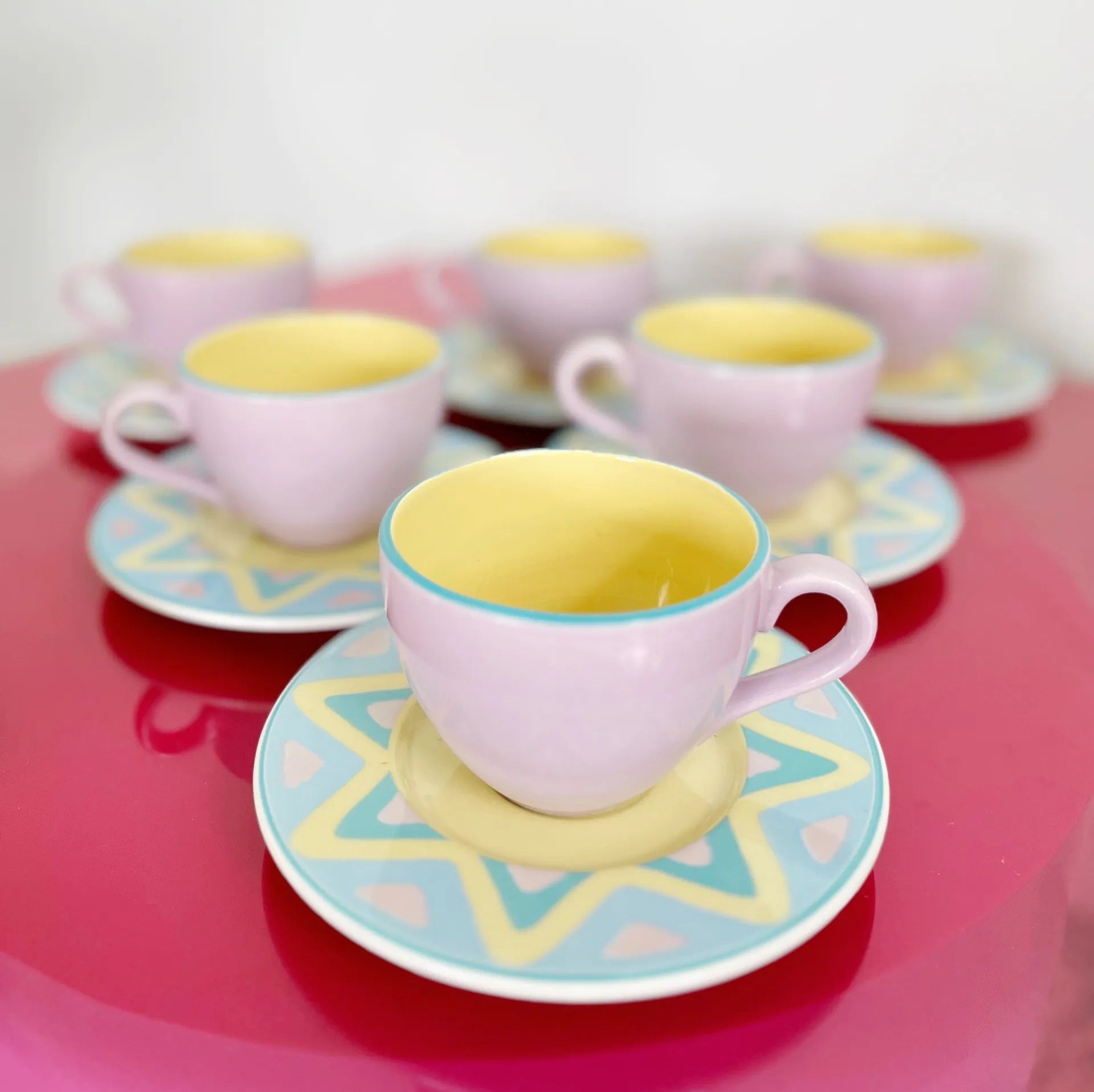 Service de tasses collection "Arizona", maison Pagnossin made in Italy, années 80 - Club Barbara