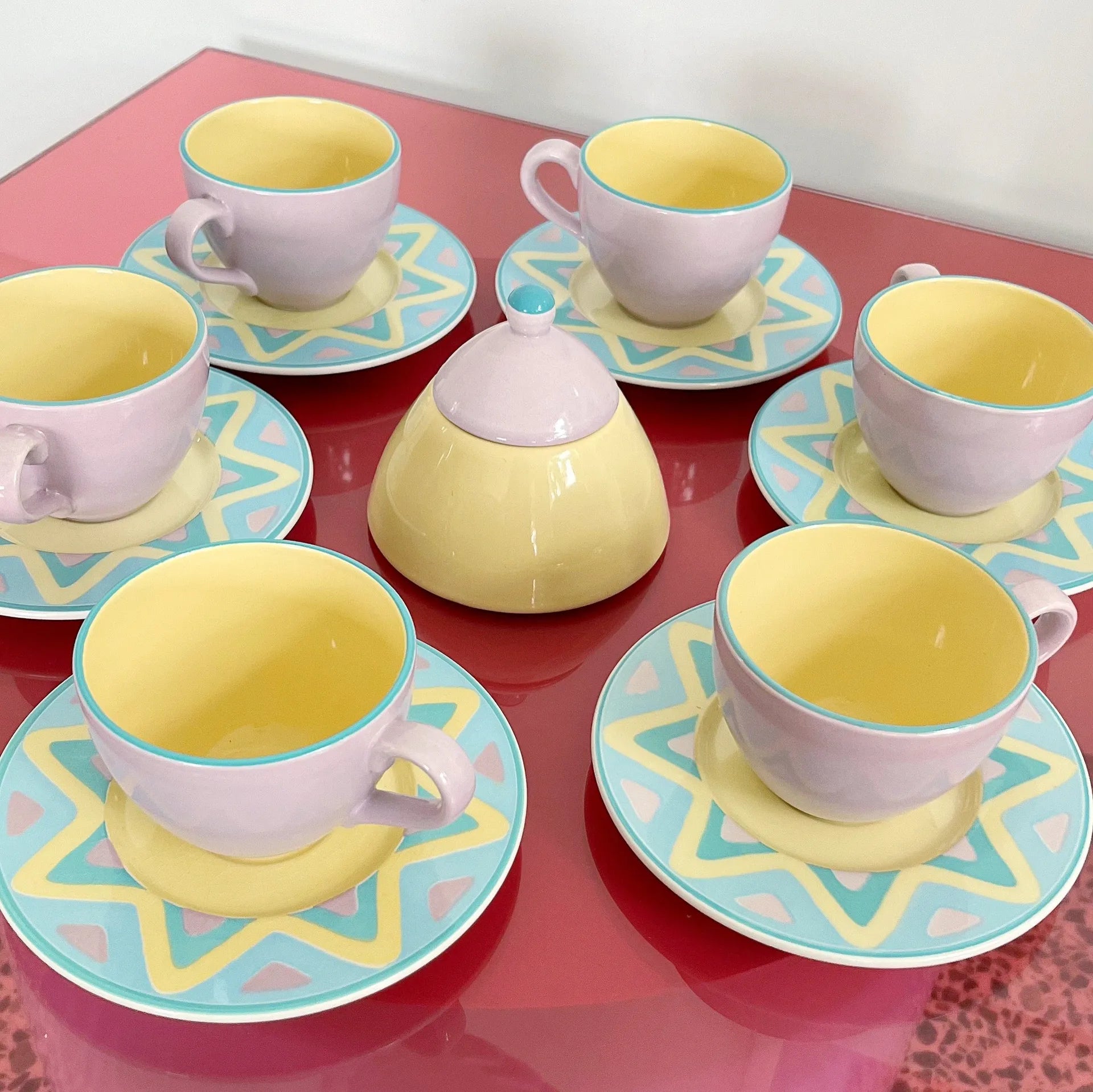 Service de tasses collection "Arizona", maison Pagnossin made in Italy, années 80 - Club Barbara