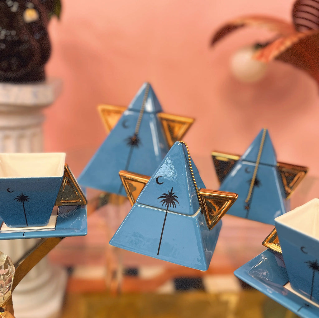 Service à thé italien Firenze années 80 signé lisolachenonce bleu et doré Club Barbara
