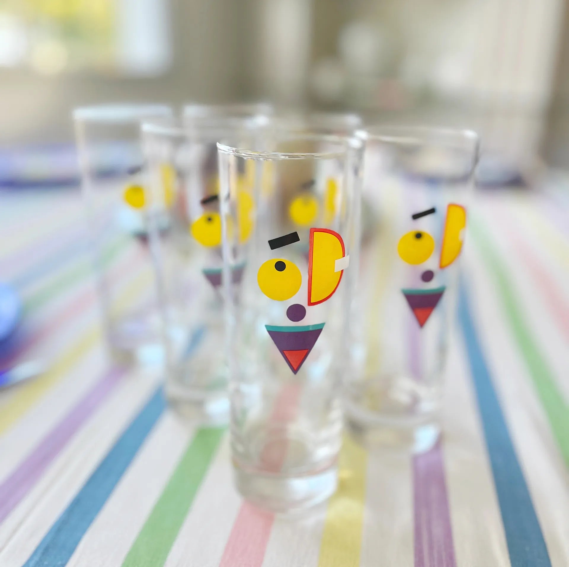 Service verres tubes vintage années 80 - Club Barbara
