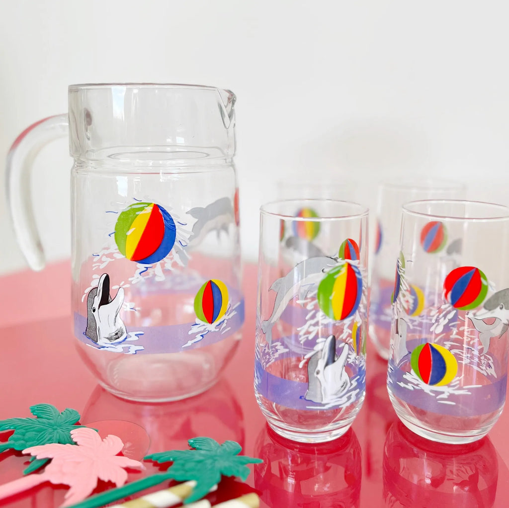 Set carafe & verres dauphins 80’s - Club Barbara