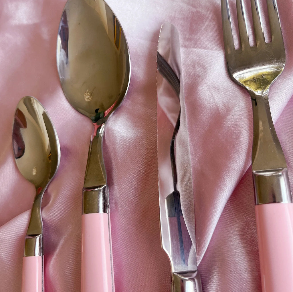 Set de 24 couverts rose Guy Degrenne – Made in France - Années 80 - Club Barbara