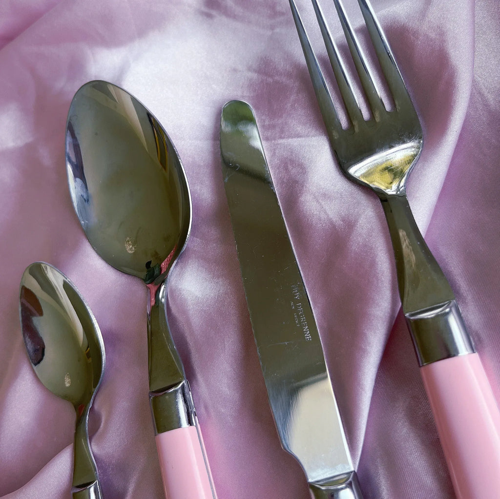 Set de 24 couverts rose Guy Degrenne – Made in France - Années 80 - Club Barbara