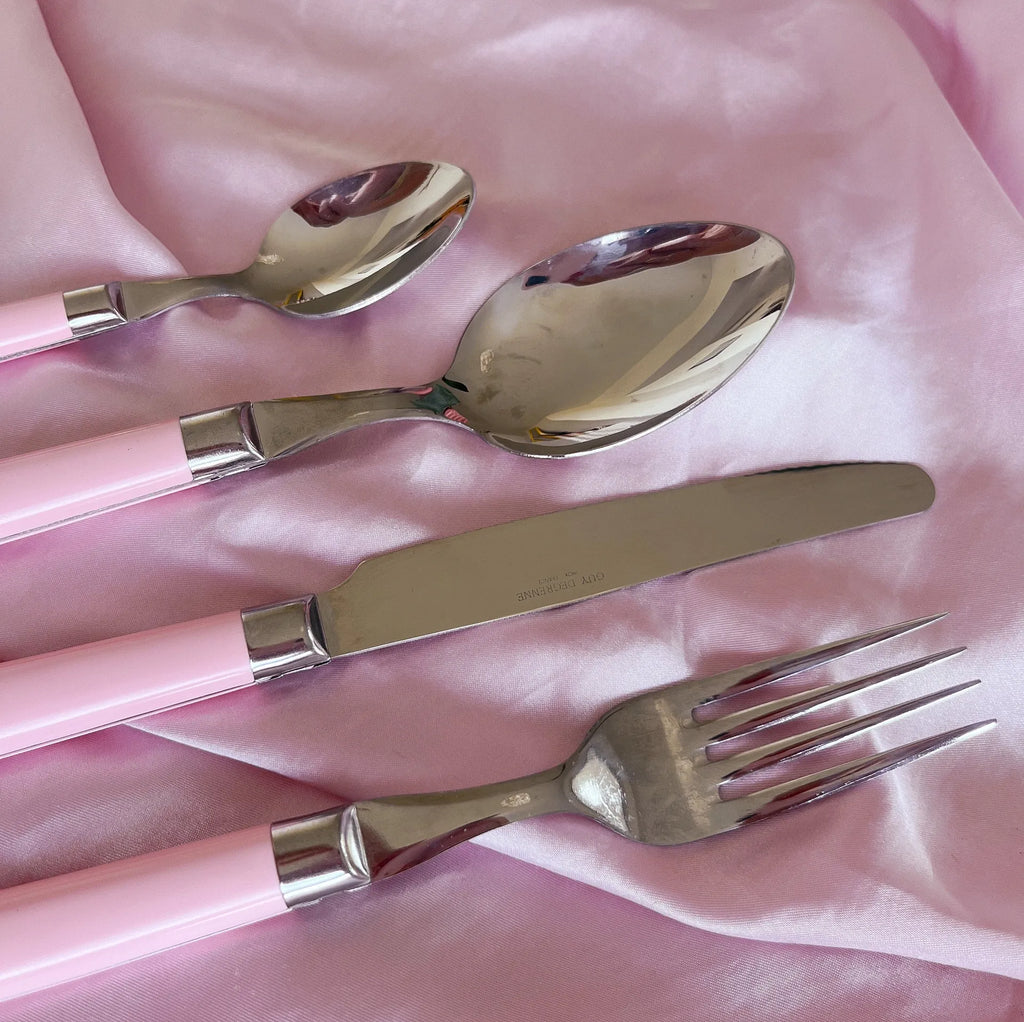 Set de 24 couverts rose Guy Degrenne – Made in France - Années 80 - Club Barbara