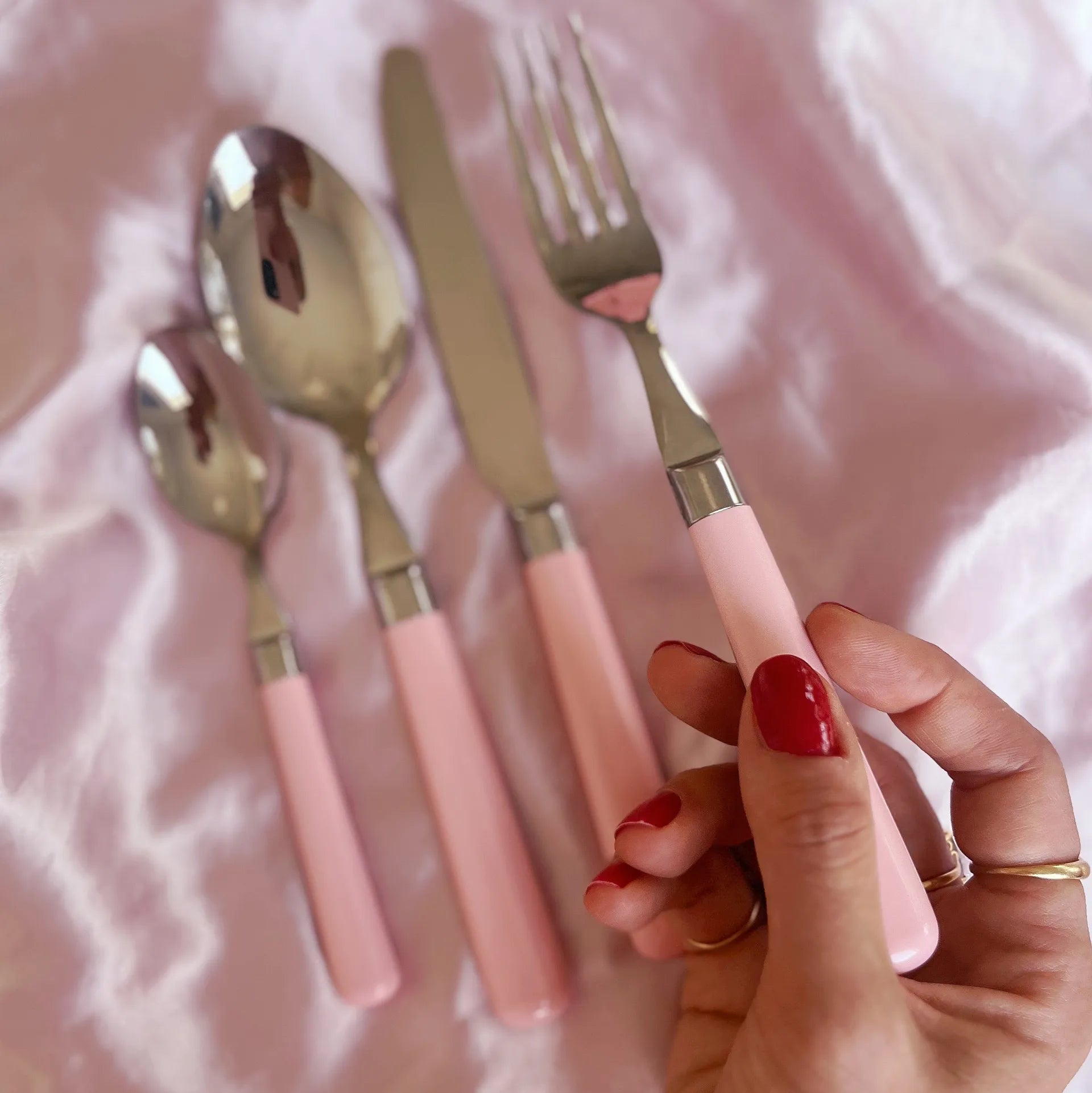 Set de 24 couverts rose Guy Degrenne – Made in France - Années 80 - Club Barbara