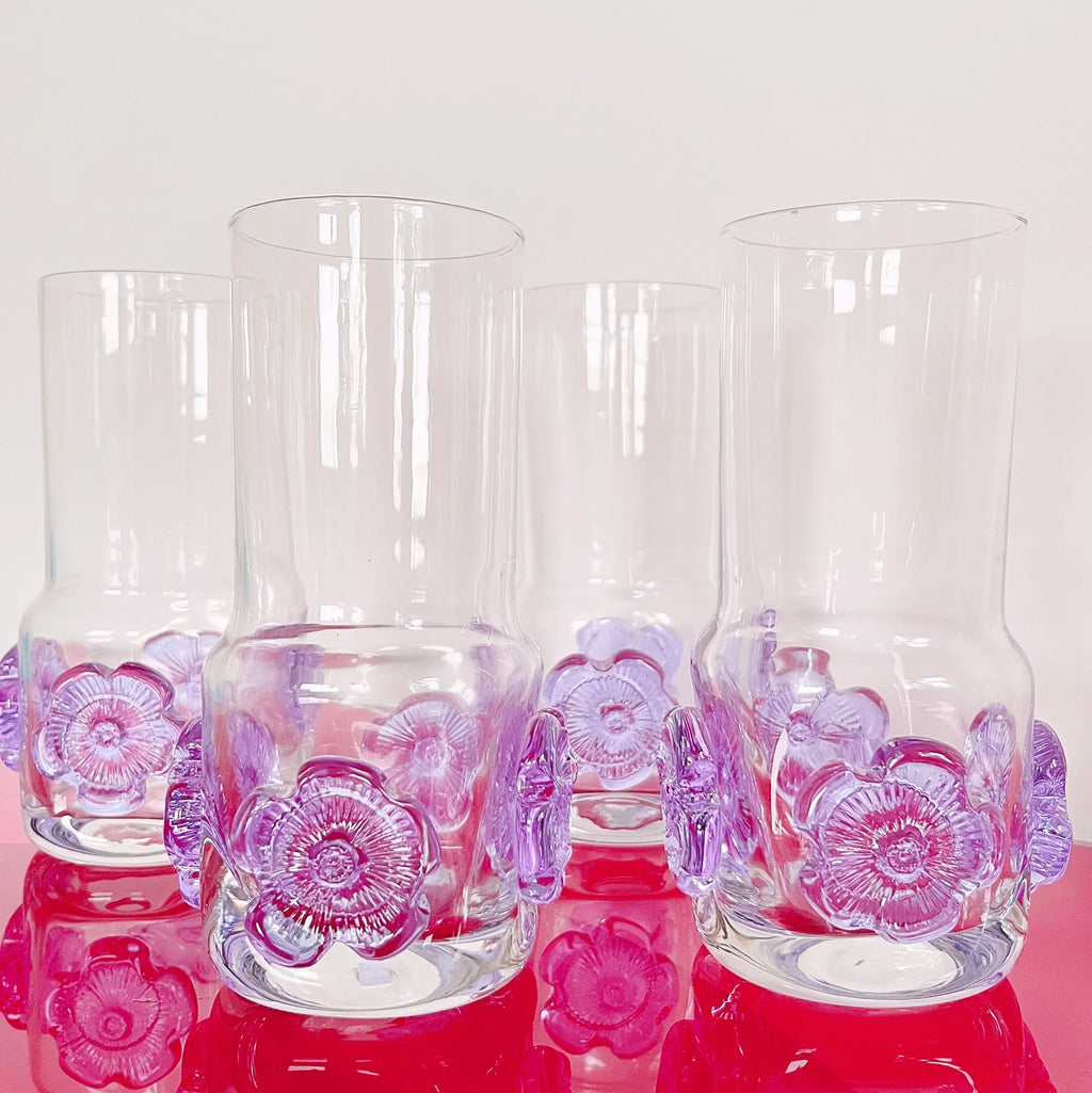 Set de 4 verres fleurs en cristal 70’s - Club Barbara