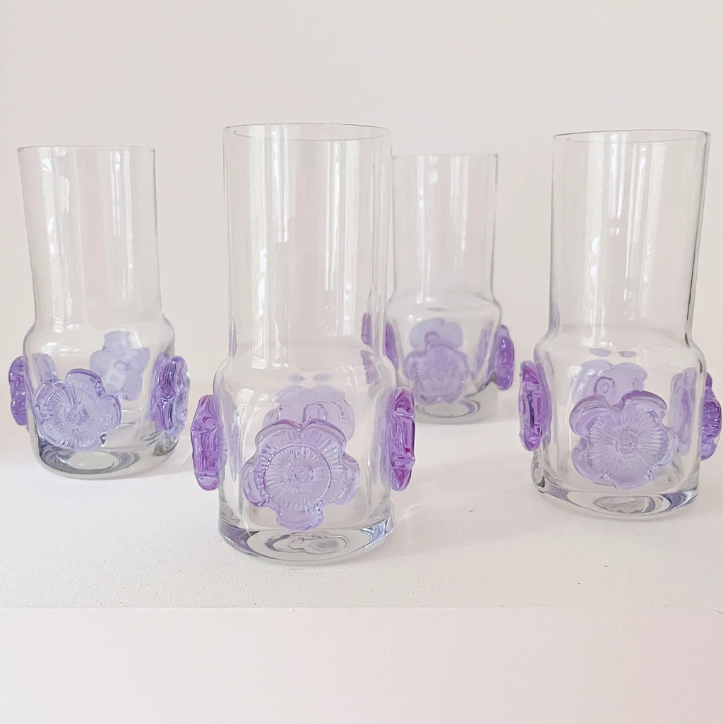 Set de 4 verres fleurs en cristal 70’s - Club Barbara