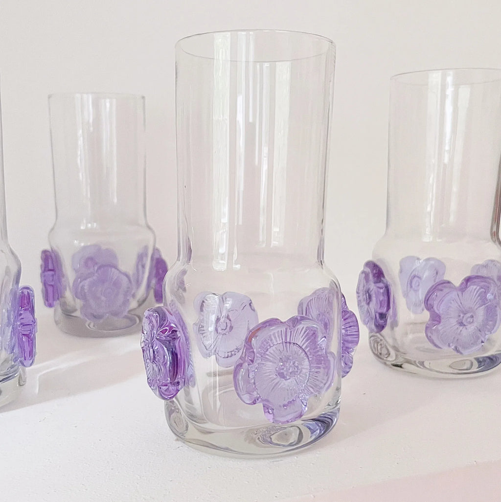 Set de 4 verres fleurs en cristal 70’s - Club Barbara