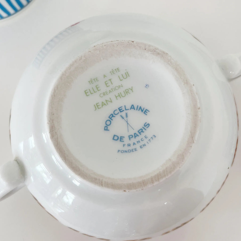 Set petit-déjeuner 70s en porcelaine, série Tête à Tête, « LUI » par Jean Hury - Club Barbara