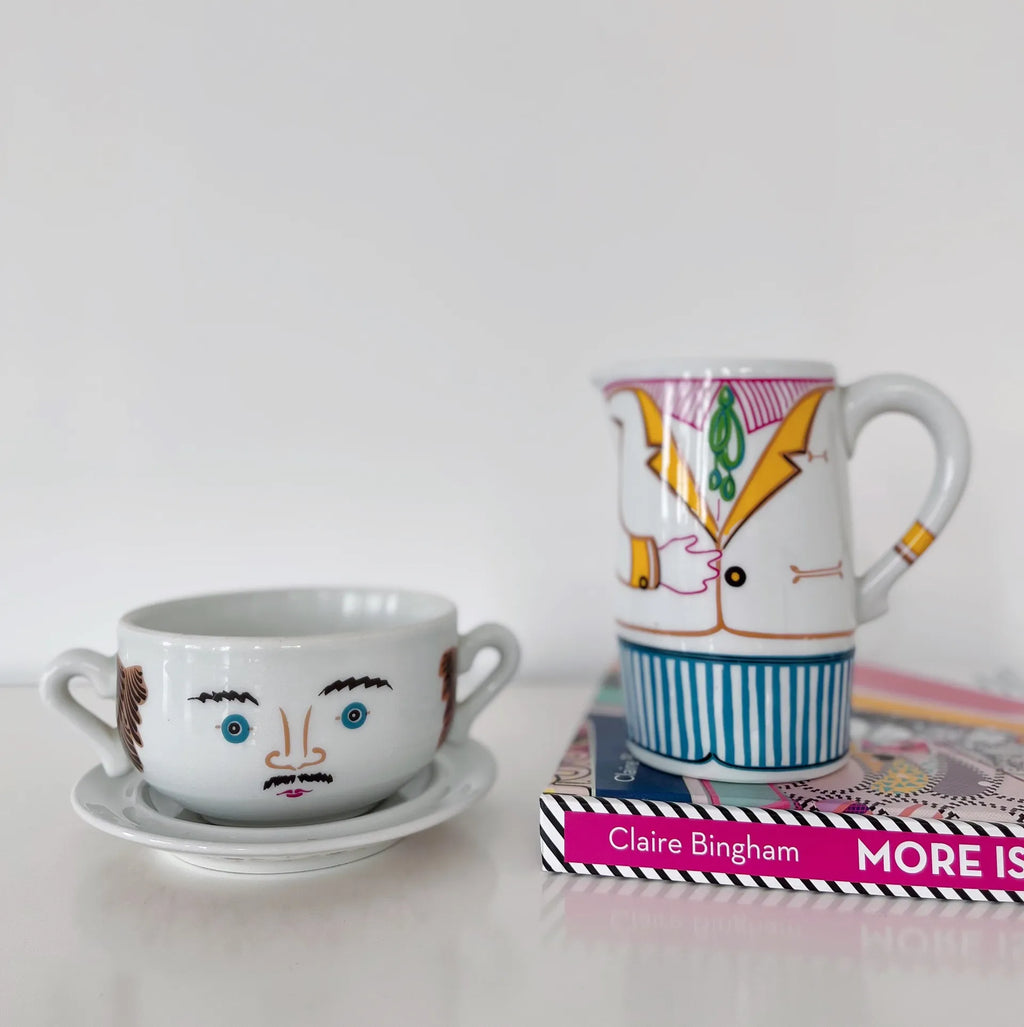 Set petit-déjeuner 70s en porcelaine, série Tête à Tête, « LUI » par Jean Hury - Club Barbara