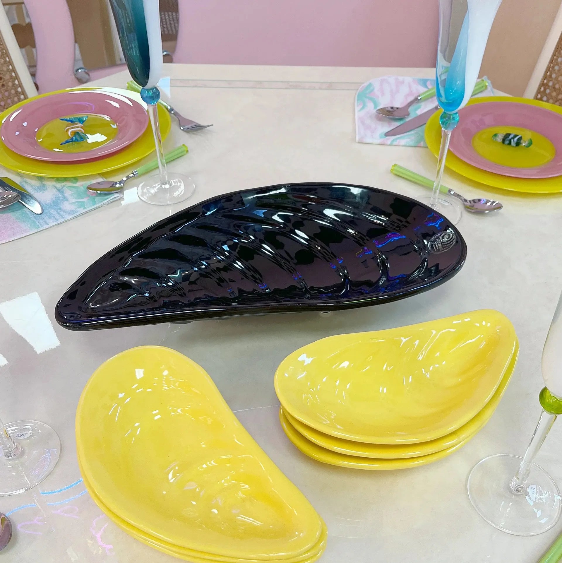 Set Spigarelli coquillage, céramique italienne, années 80 - Club Barbara