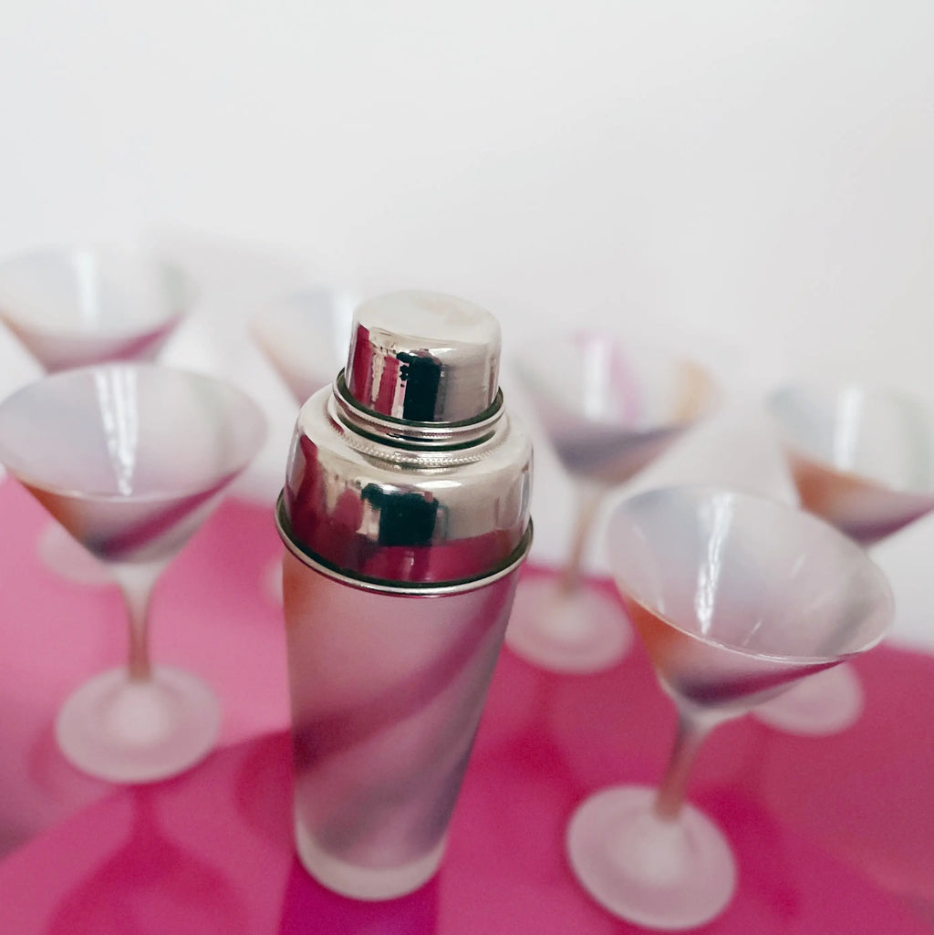 Shaker vintage en verre dépoli avec capuchon inox Club Barbara
