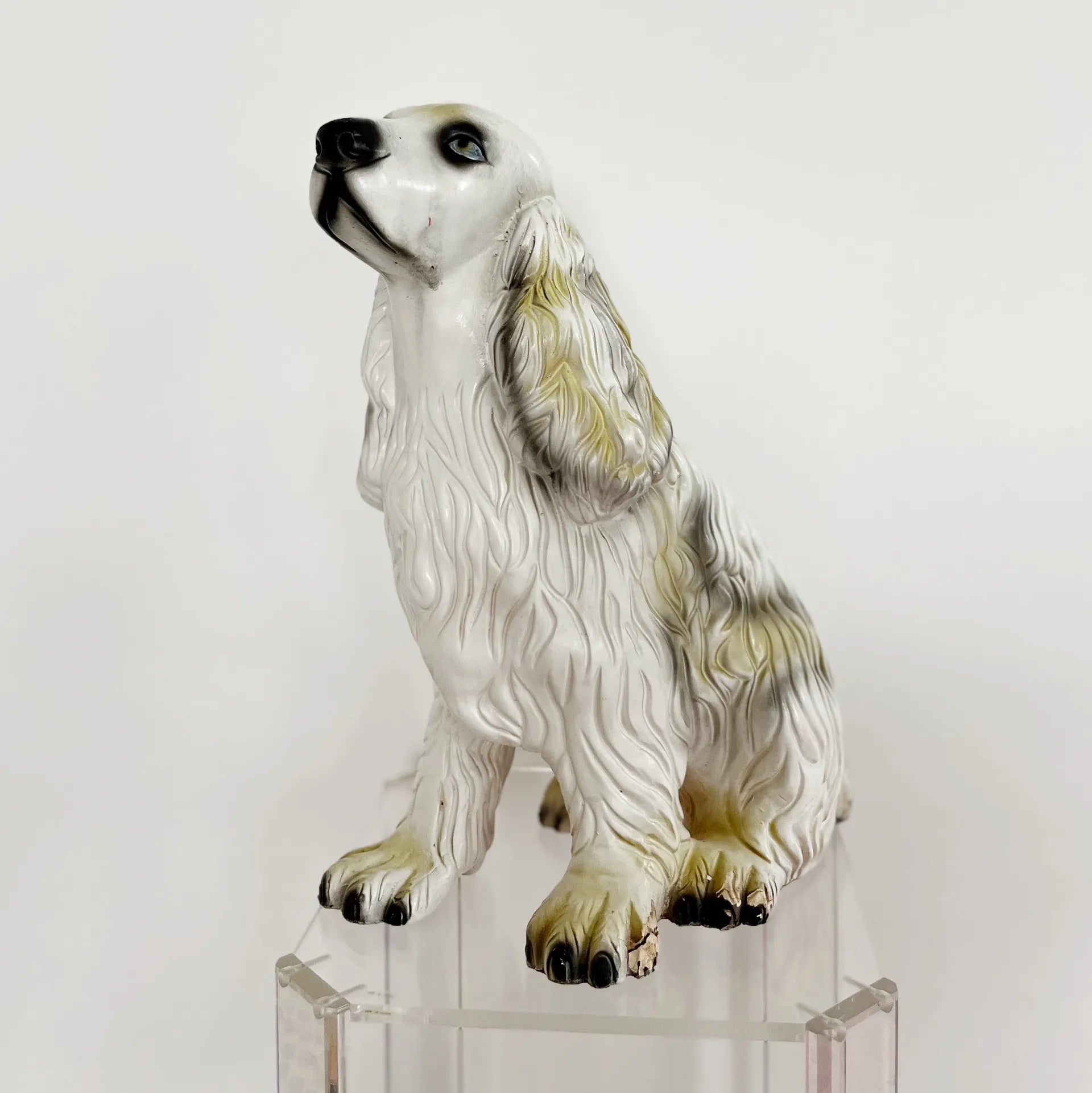 Statue cocker spaniel céramique vintage, années 70 - Club Barbara