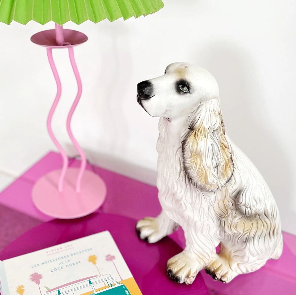 Statue cocker spaniel céramique vintage, années 70 - Club Barbara