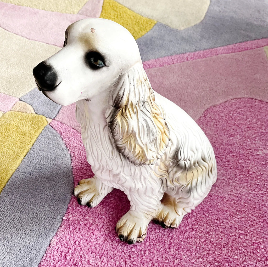 Statue cocker spaniel céramique vintage, années 70 - Club Barbara