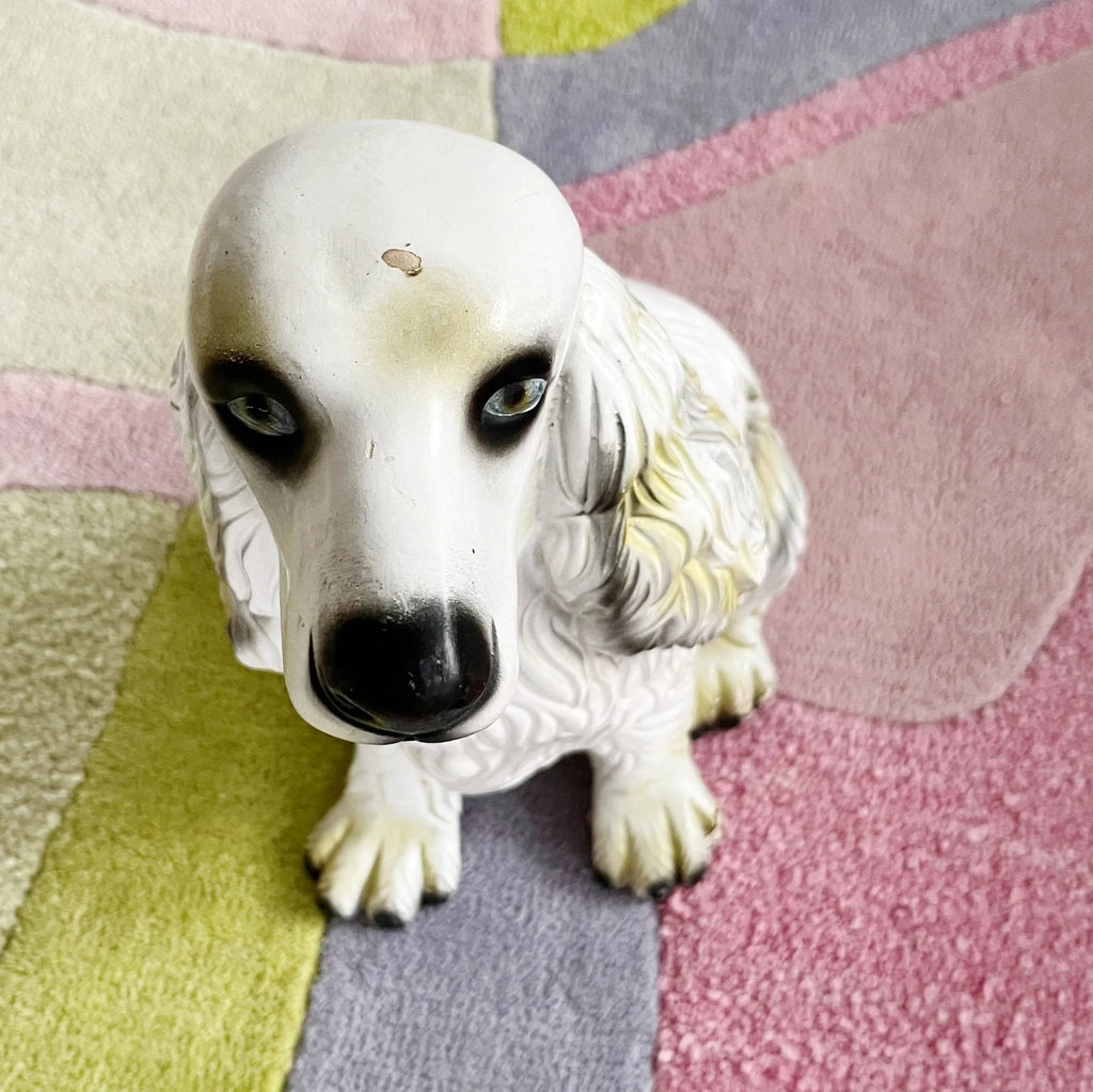 Statue cocker spaniel céramique vintage, années 70 - Club Barbara