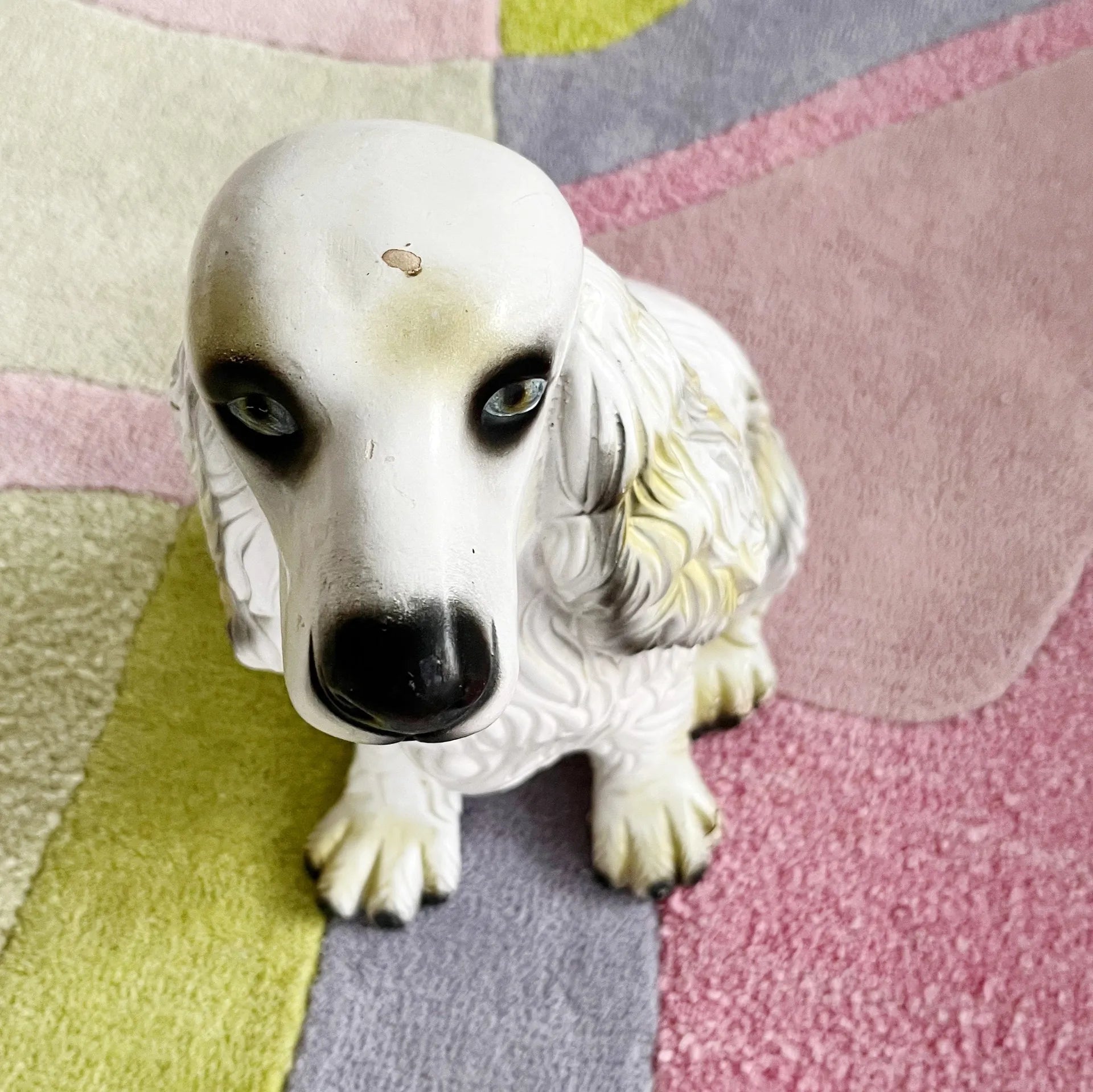Statue cocker spaniel céramique vintage, années 70 - Club Barbara