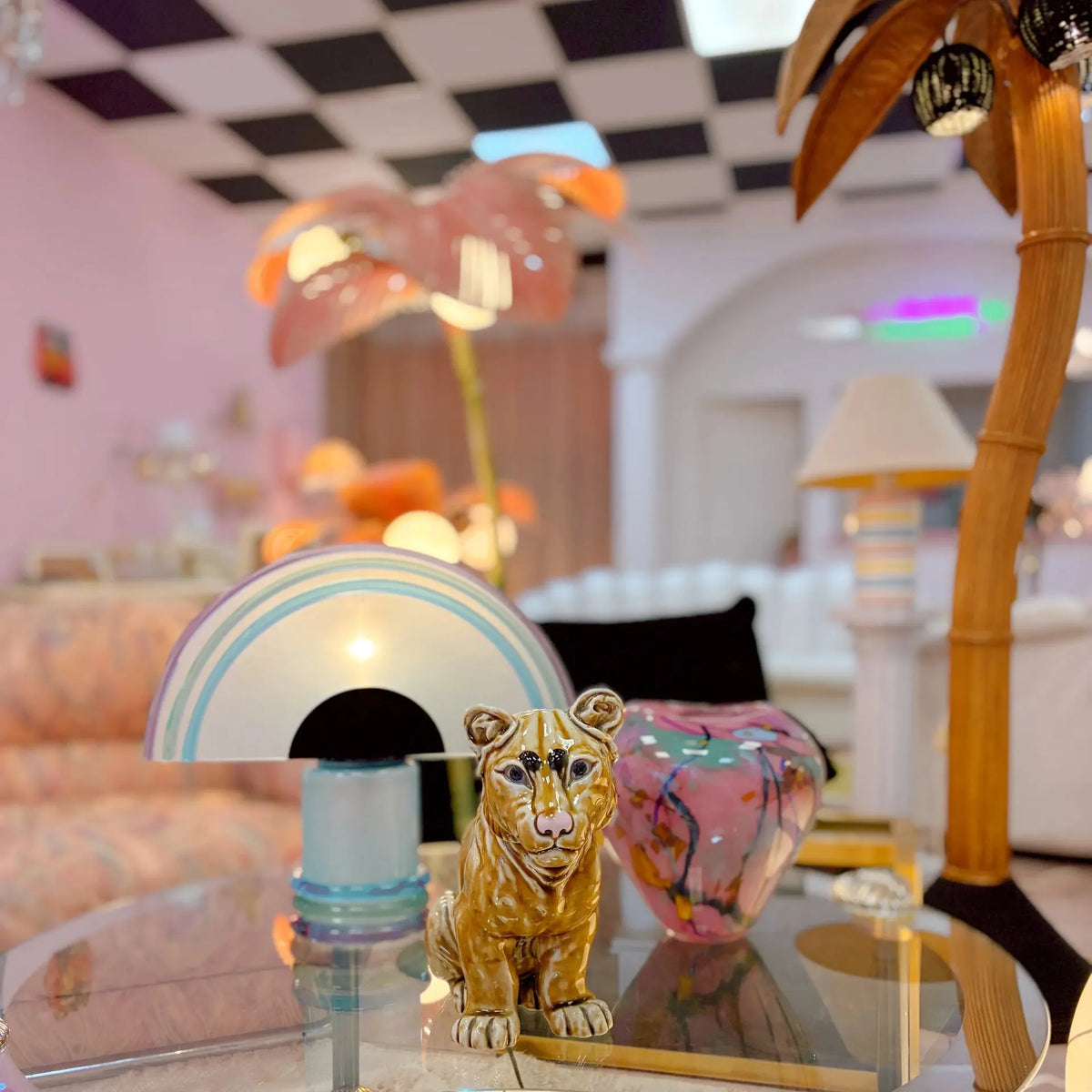 Statue lionceau en céramique italienne vintage années 70, signée Ceramica Pozzi - Club Barbara