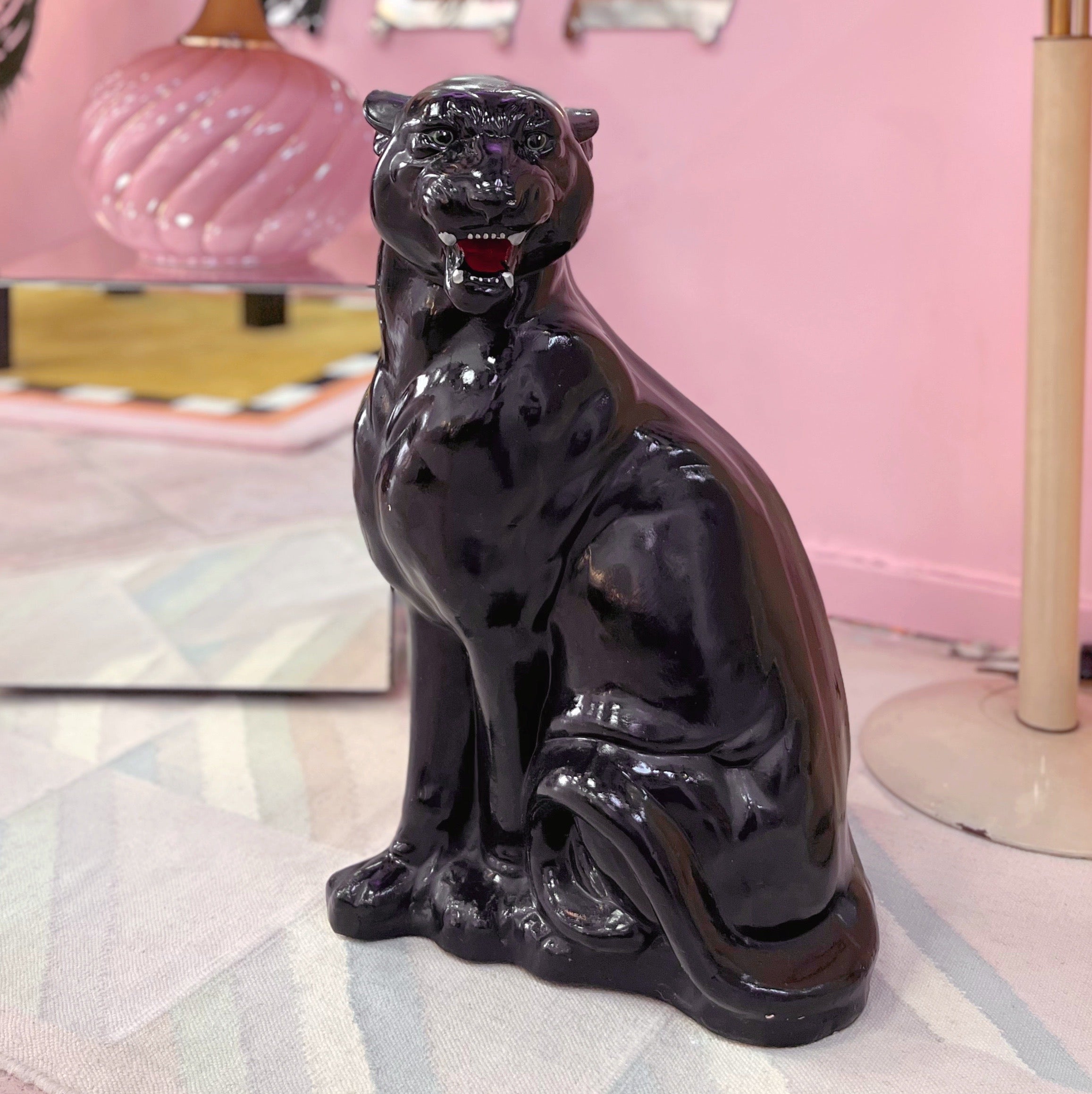 Panthère noire en céramique, années 80