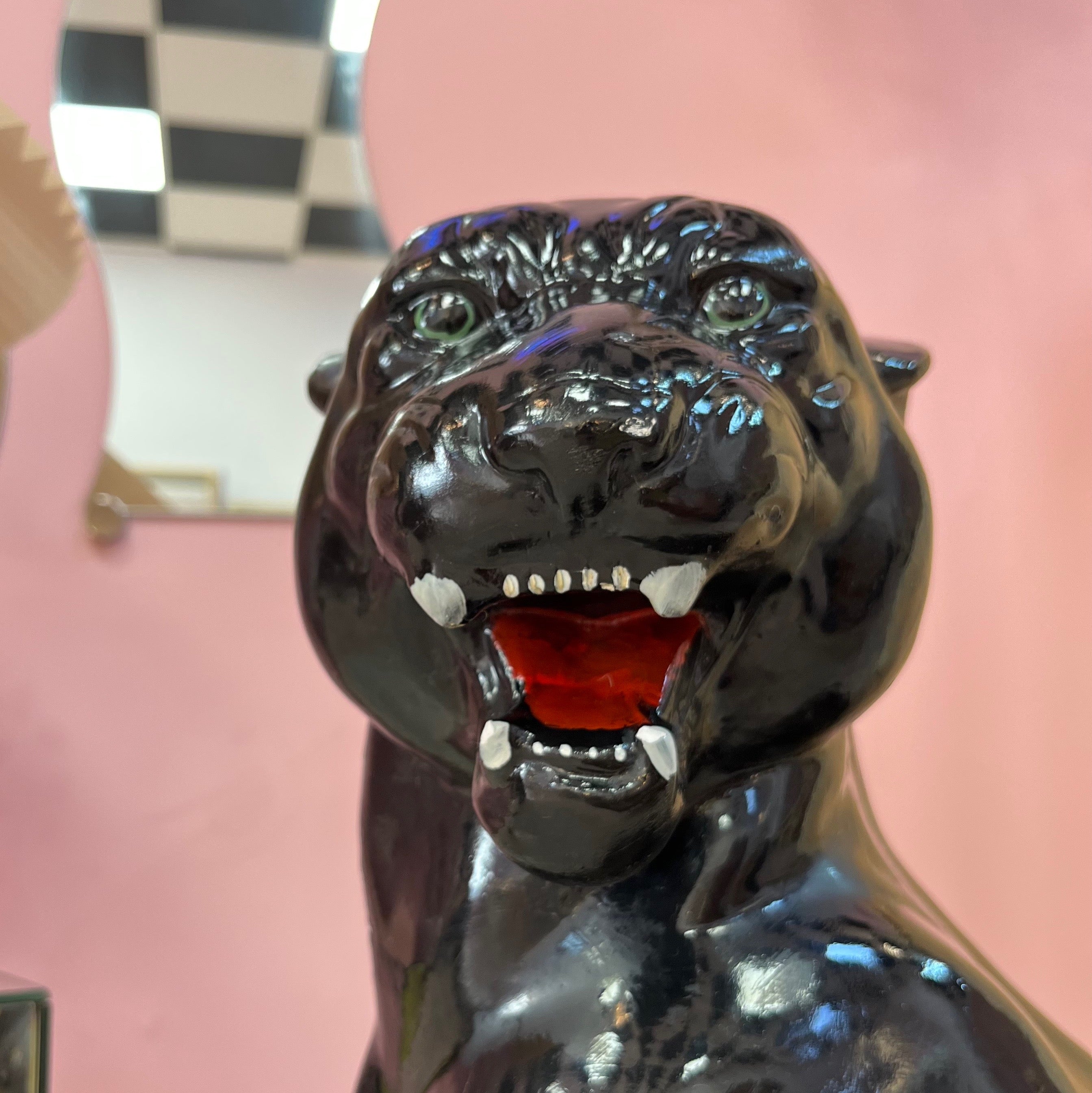 Panthère noire en céramique, années 80