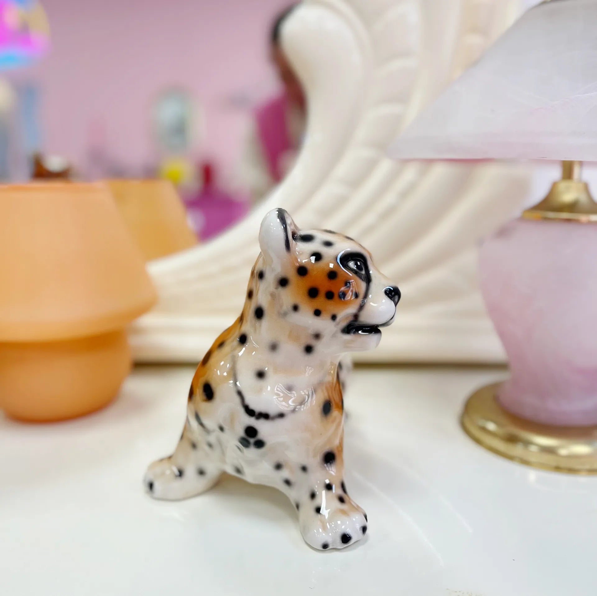 Statuette bebe panthere céramique italienne 80s - Club Barbara