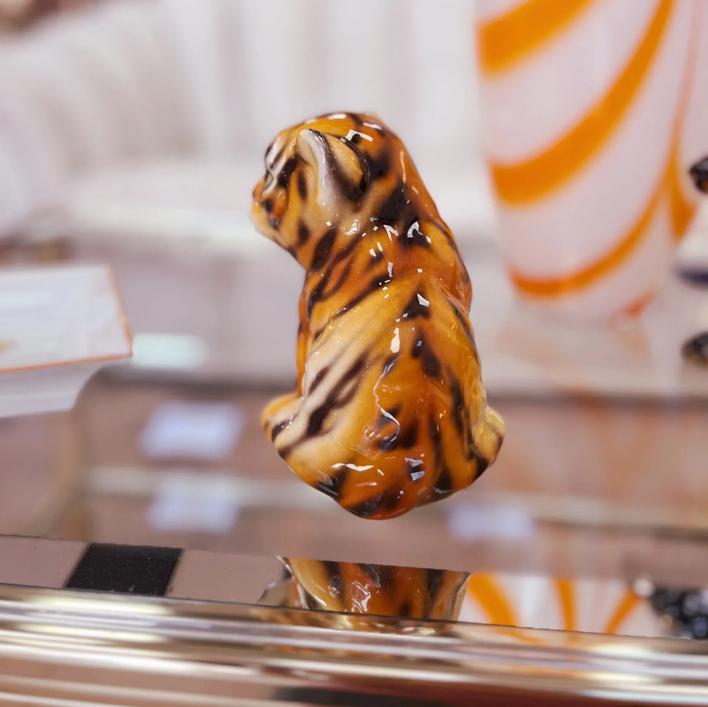 Statuette Bébé Tigre en Céramique Émaillée – Italie, Années 70 - Club Barbara