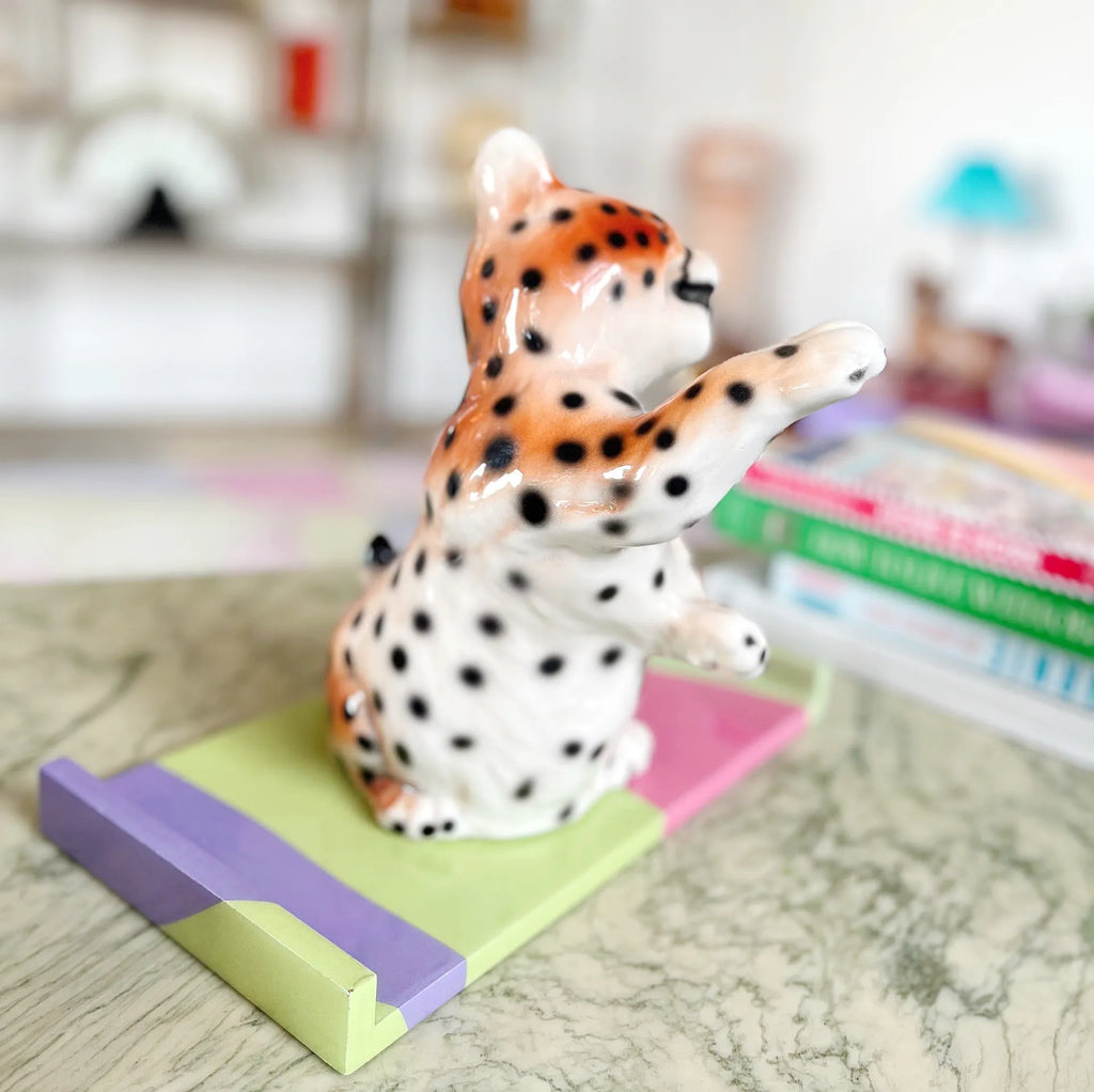 Statuette leopard céramique italienne 80s - Club Barbara