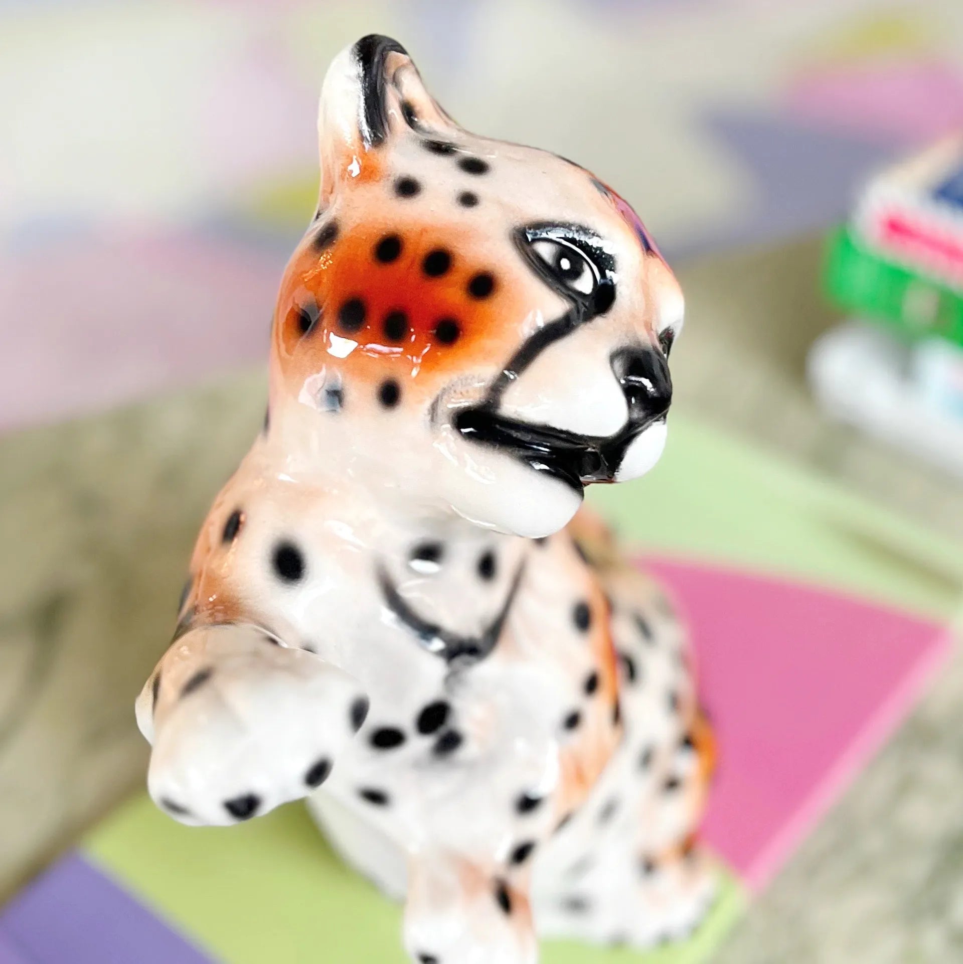 Statuette leopard céramique italienne 80s - Club Barbara