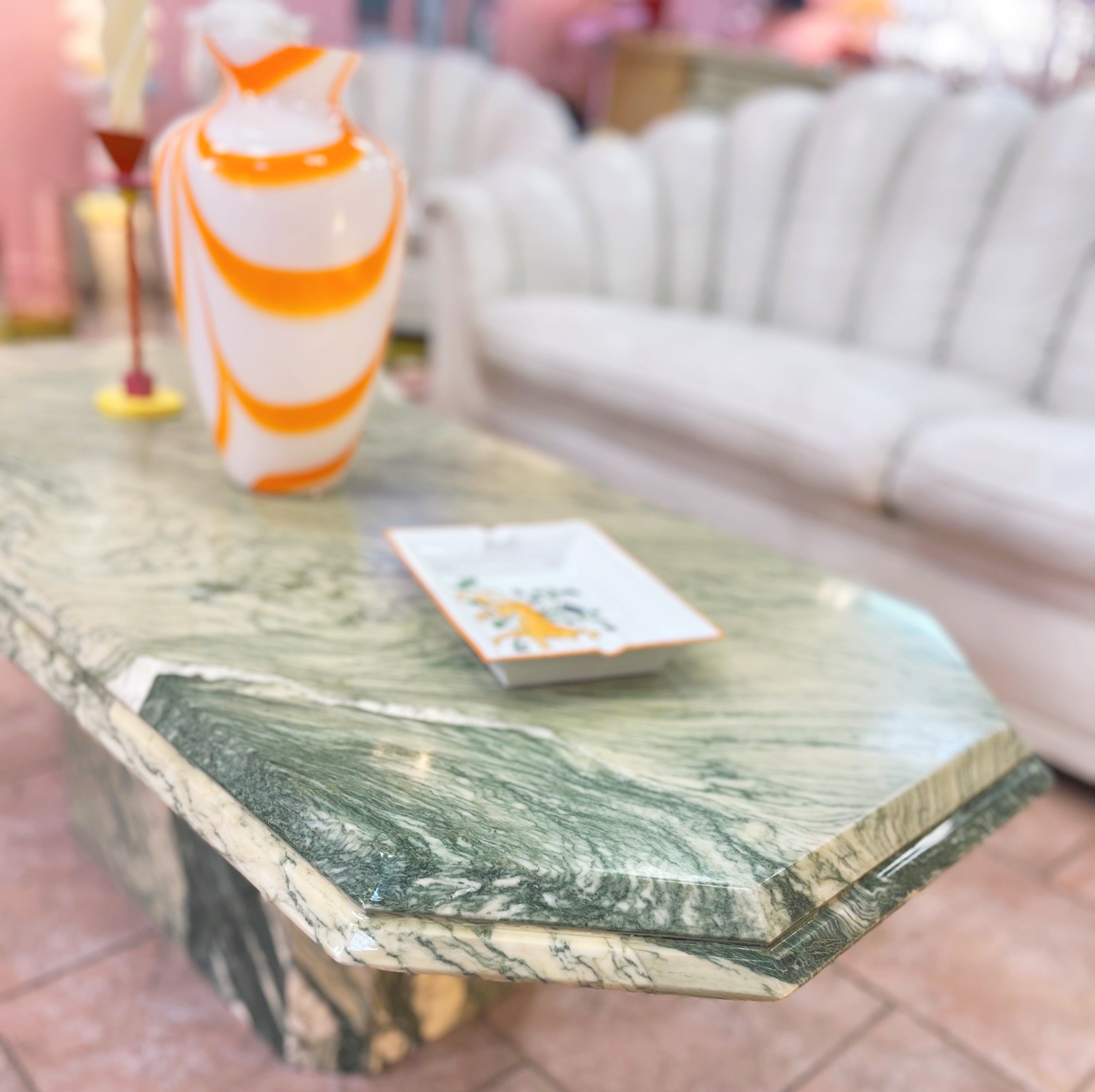 Table basse en marbre vert, Italie, années 70