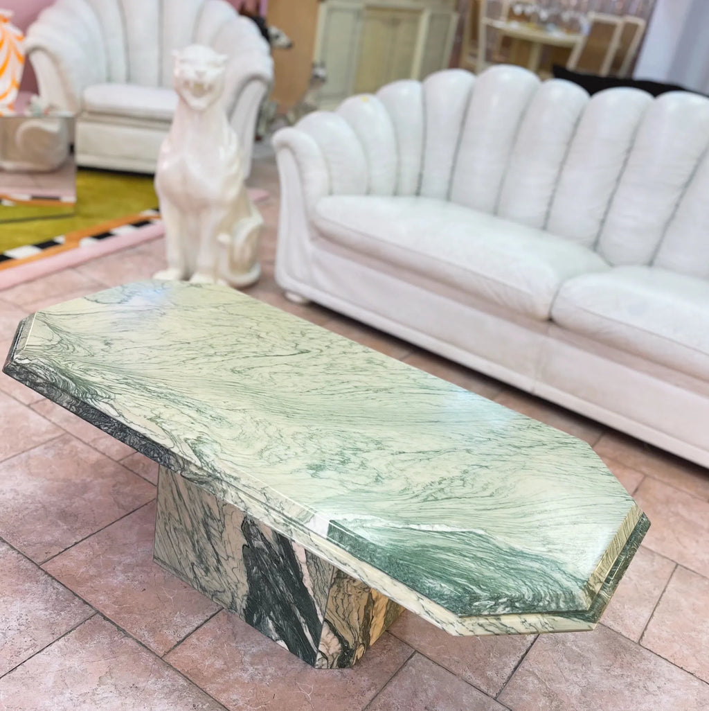 Table basse en marbre vert, Italie, années 70 - Club Barbara