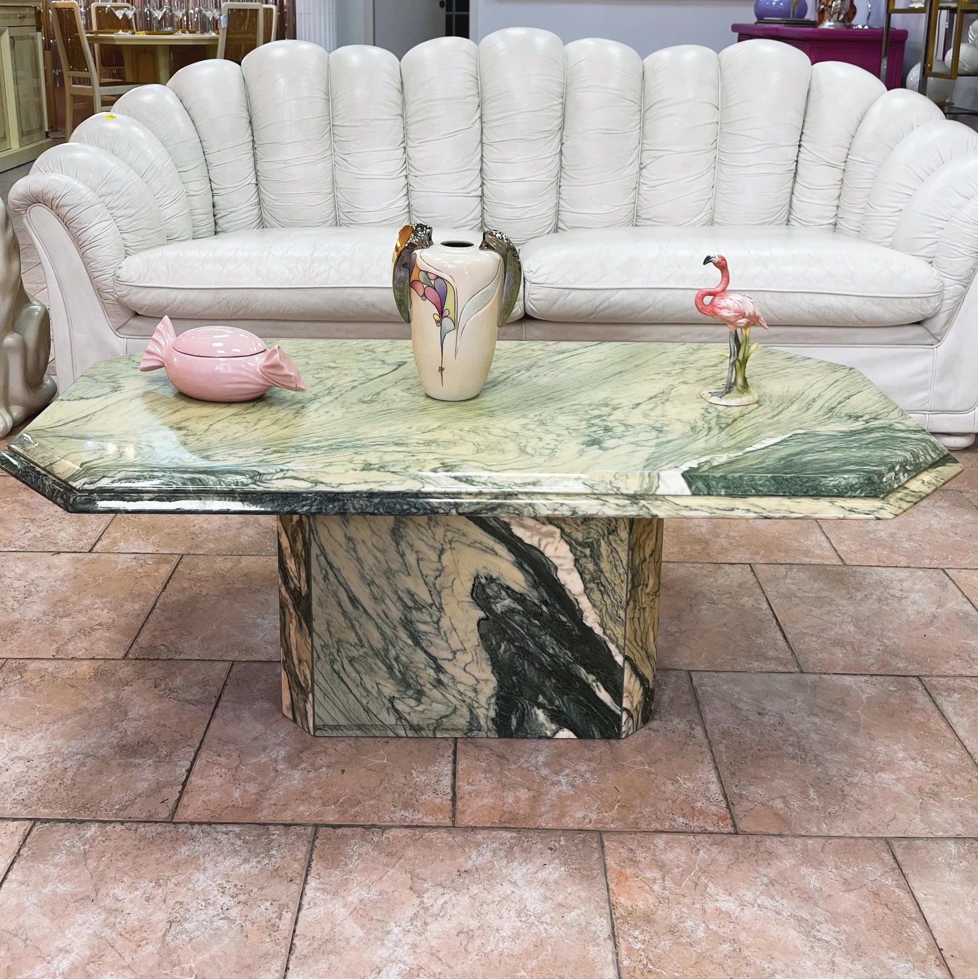 Table basse en marbre vert, Italie, années 70 - Club Barbara