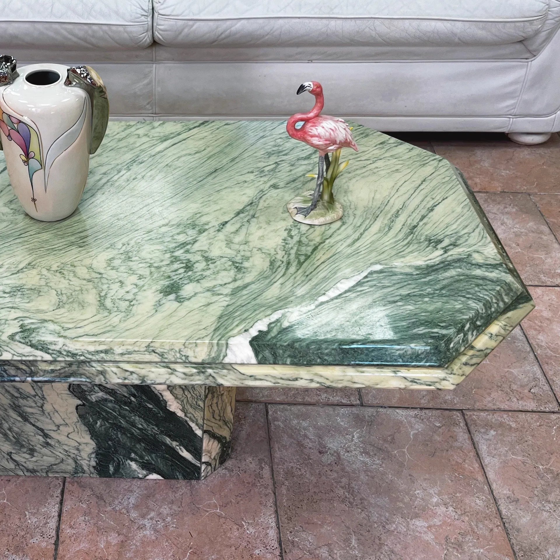 Table basse en marbre vert, Italie, années 70 - Club Barbara